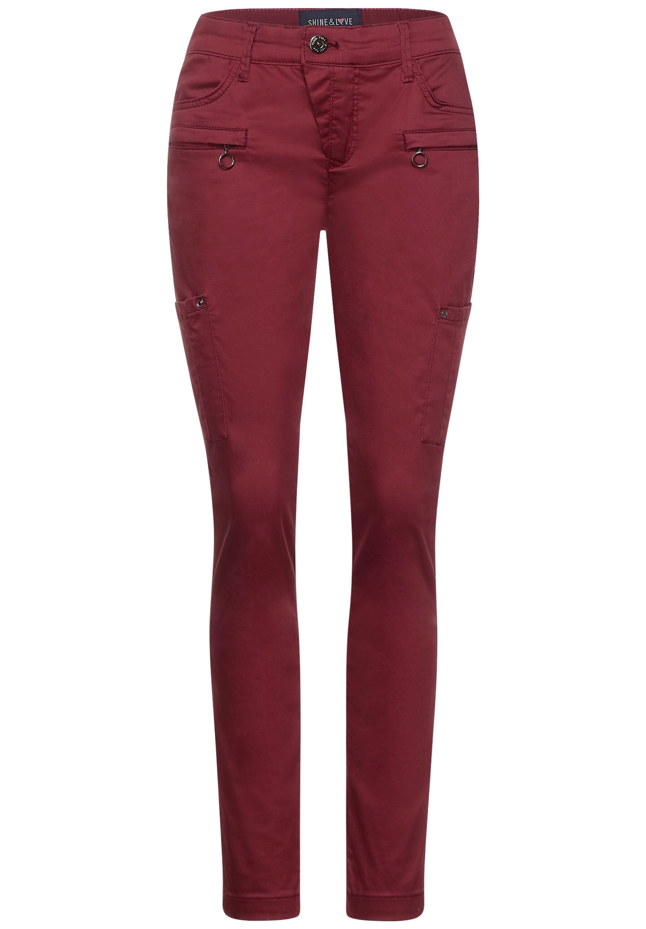 dark red STREET ONE Style 4-Pocket full Röhrenhose