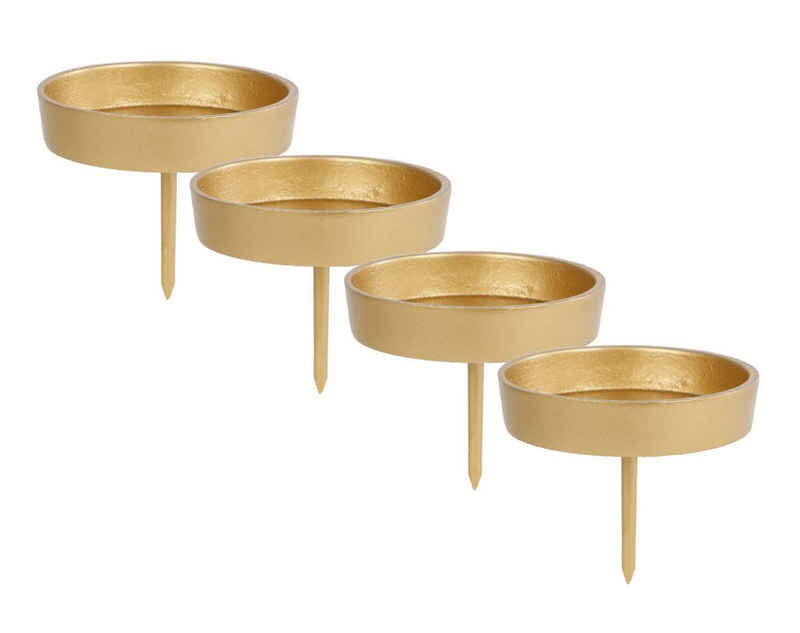 Spetebo Kerzentülle Alu Kerzenpick für Stumpenkerzen 4er Set gold (Set, 4 St., 4er-Set), Metall Kerzenhalter für Kugelkerzen