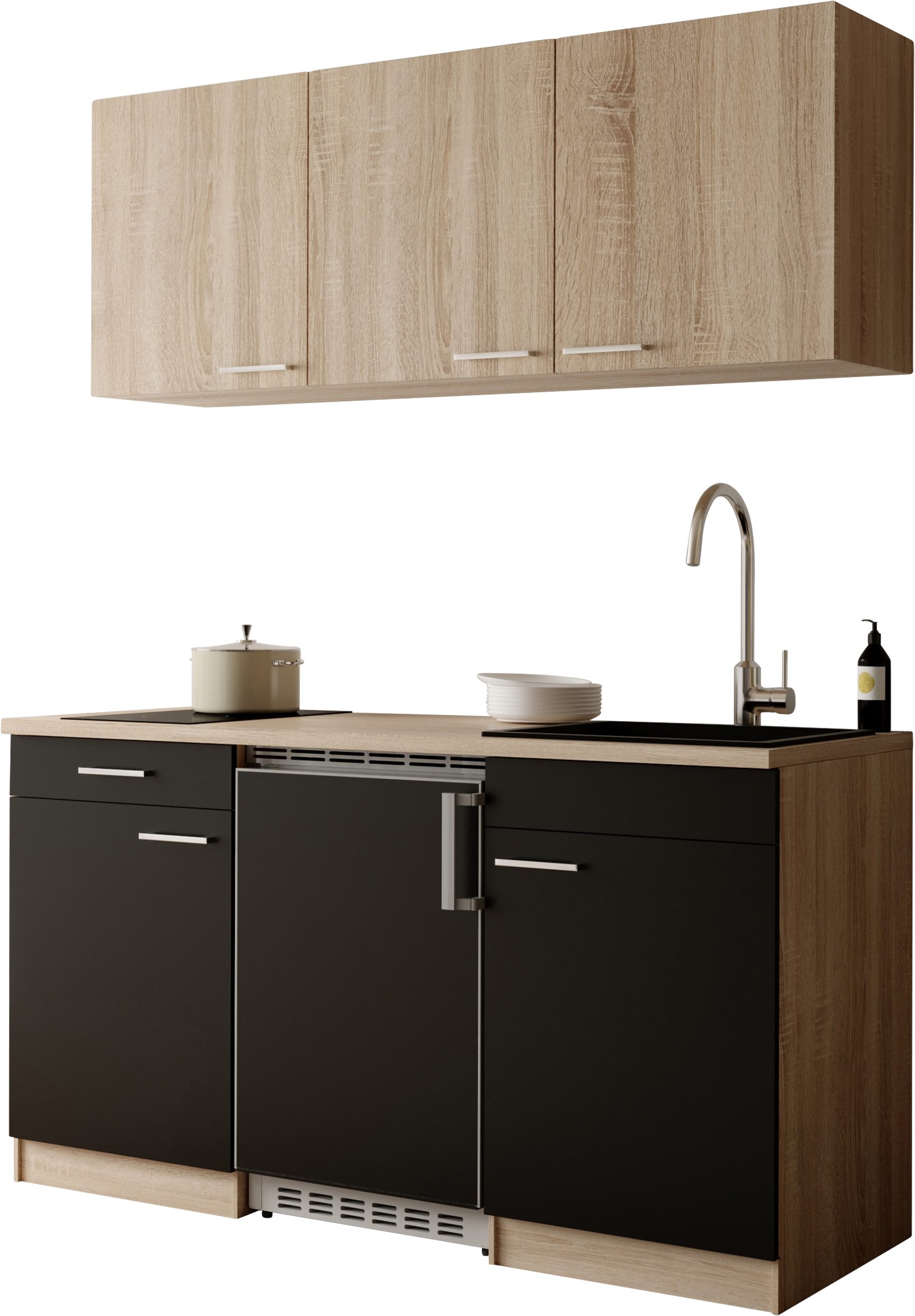 RESPEKTA Pantryküche Ingrid, zerlegt, wahlweise mit Mikrowelle, Soft-Close-Funktion, Breite 150 cm
