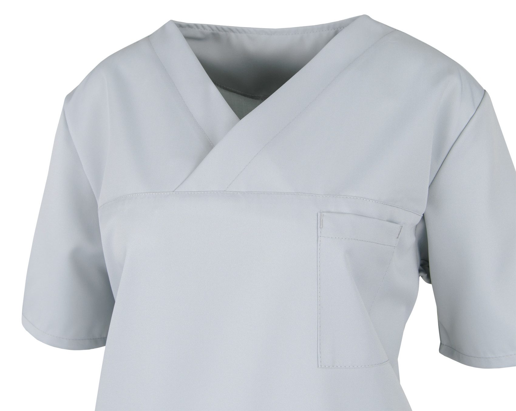 BEB Schlupfbluse beb MEDIZIN/PFLEGE Unisex KASACK Kurzarm V-Neck TENCEL Hellgrau