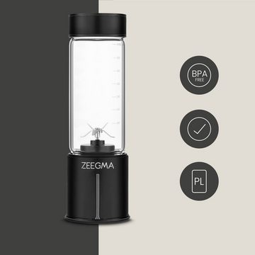 Zeegma Akku-Smoothie-Maker VITAMINE GO PLUS, 300,00 W, 465ml / 26000r pm/5000mAh/ USB-C/Motor aus japanischem Stahl