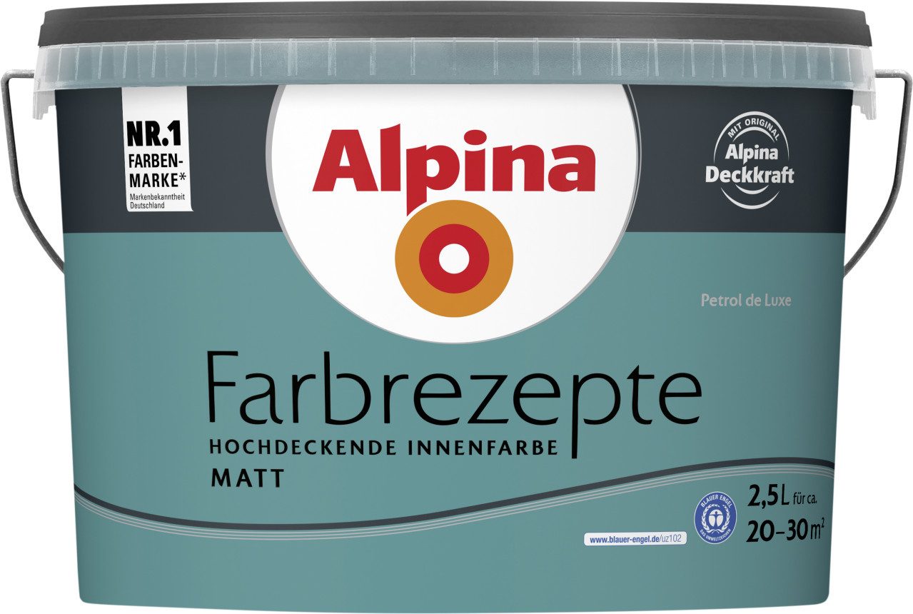 Alpina Wandfarbe Alpina Farbrezepte Petrol de Luxe matt 2,5 L