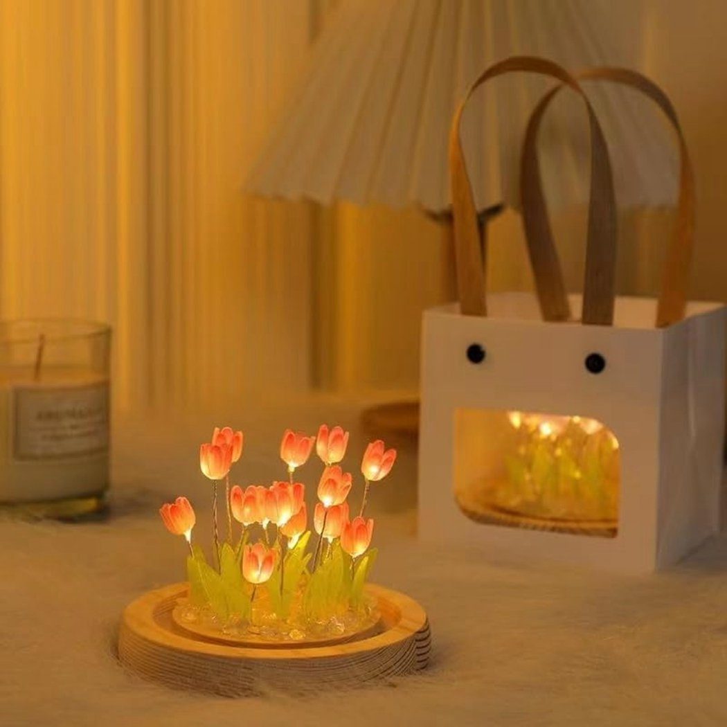TUABUR Nachtlicht Tulpenlampe, niedliche Blumen-Nachtlicht Simulations-LED-Lichter pink – DIY