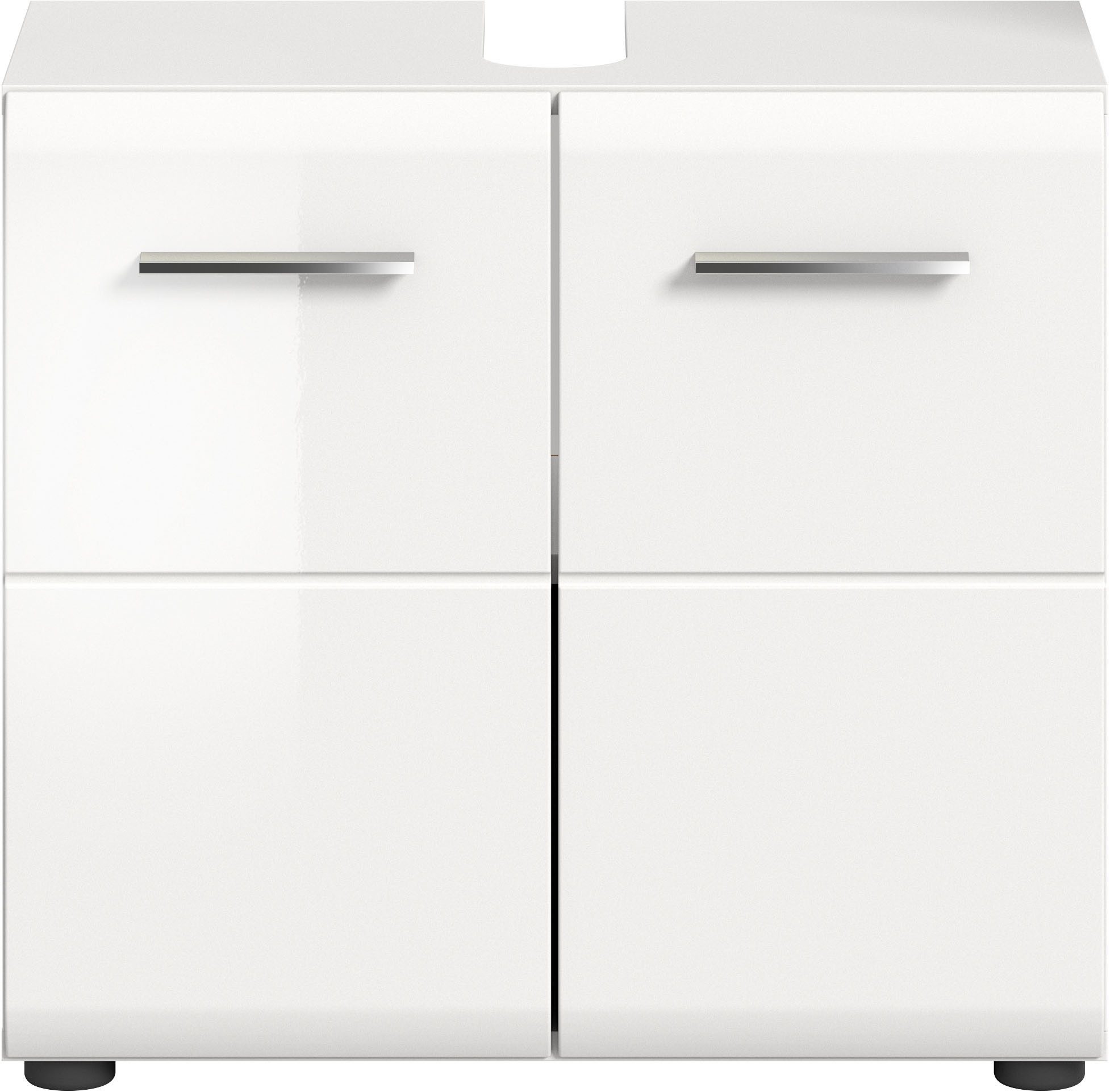 welltime Waschbeckenunterschrank FLORENZ, Breite 60cm, inkl. Siphonausschnitt, mit Türen oder Schüben (1-St., TOPSELLER) hochwertige MDF Front, Griff chromglänz – Bild 5 von 5