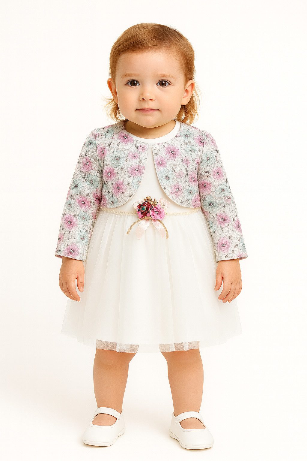 Lorey Medtec Taufkleid Prinzessin Kleid mit Jacke, Party Kleid, Spitze, 100% Baumwolle (Kleid + Jäckchen) Spitze, Tüll