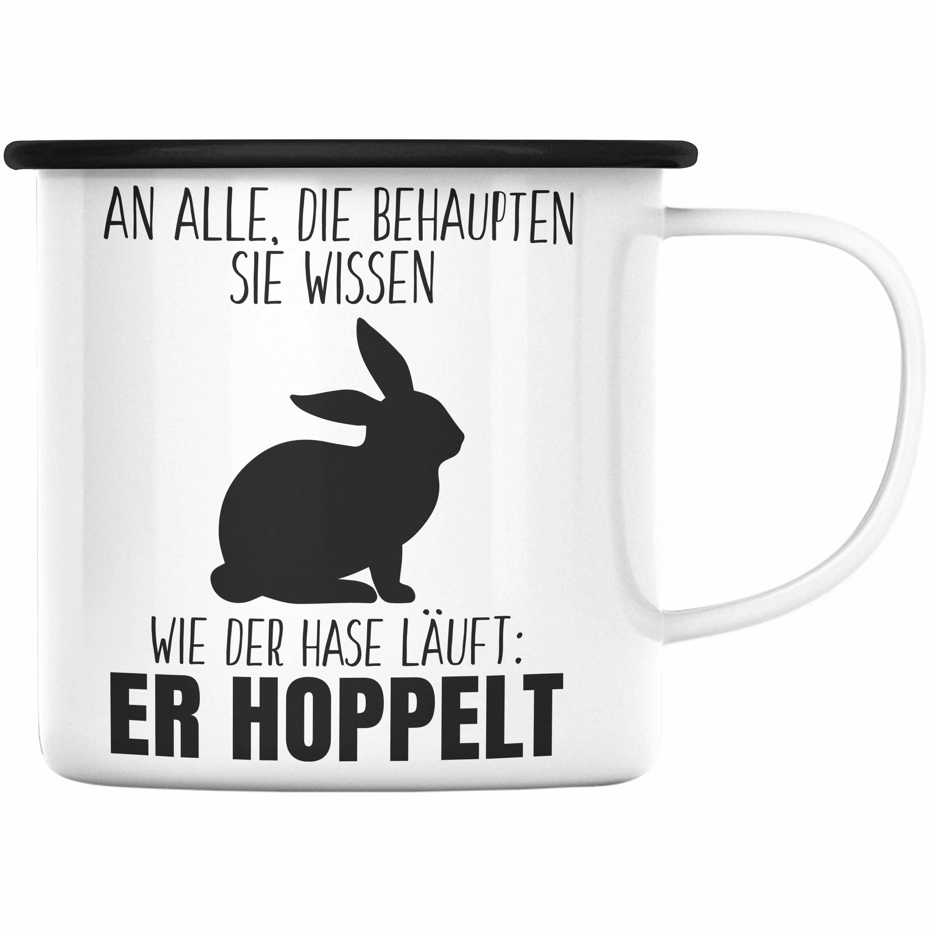 Emaille Spruch Thermotasse Trendation Der Lustiger Schwarz Lustig Geschenk - Trendation Geschhnkidee Hase Tasse Witzig Hoppelt Ostern