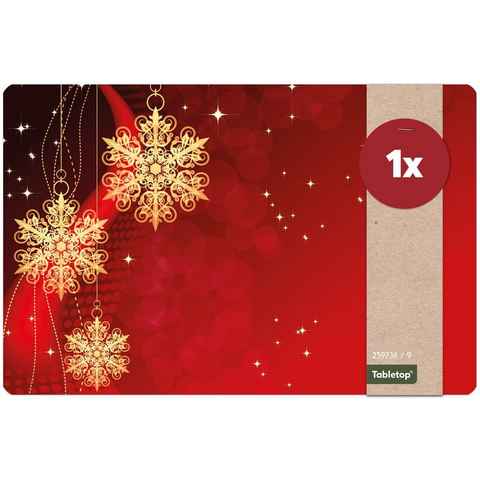 Platzset, Tischset Sterne Schneeflocken rot Tischunterlage Tischdeko, matches21 HOME & HOBBY, (1-St), modernes Esstisch Platzdeckchen als abwaschbarer Tischuntersetzer