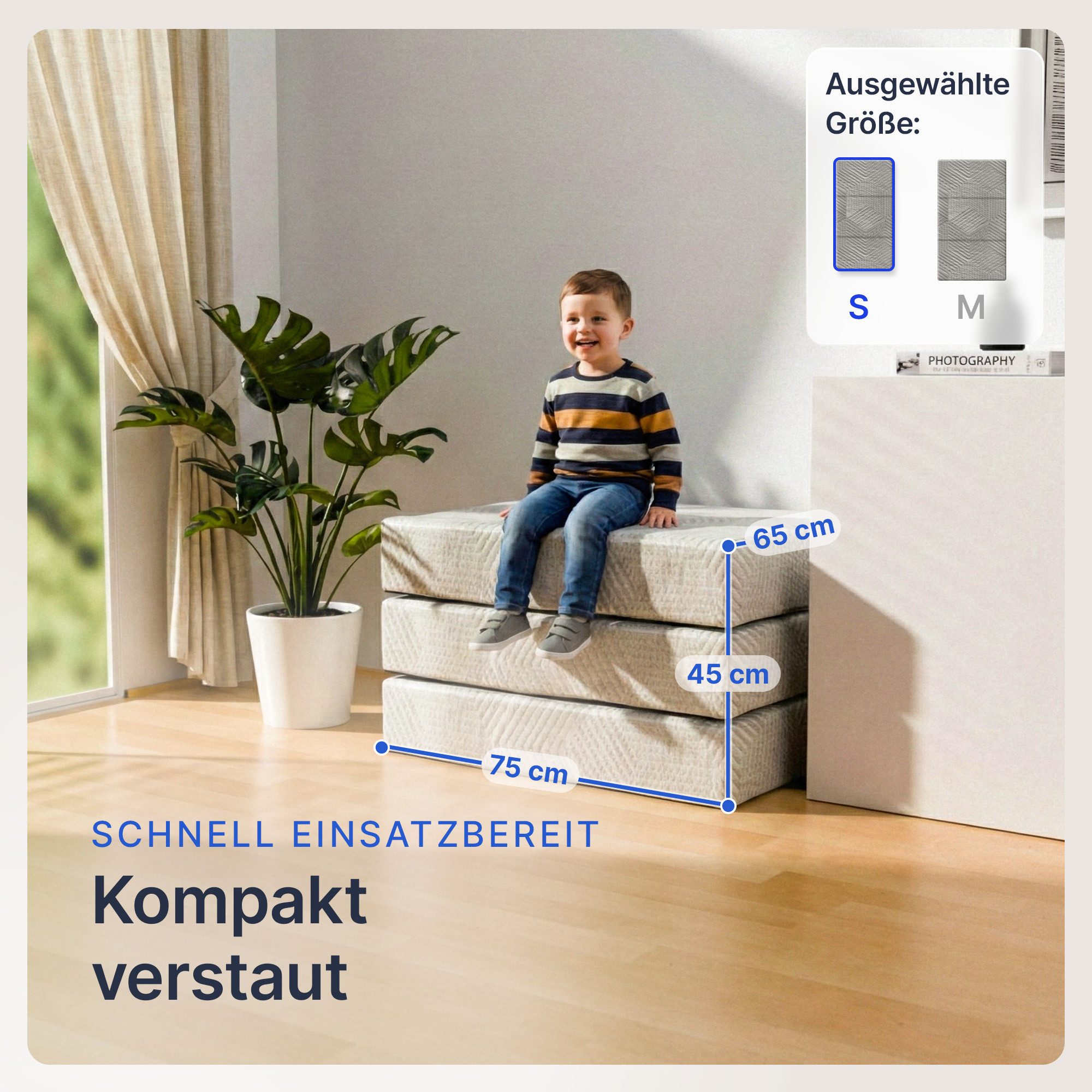 Klappmatratze Komfortkern, gurkler, 15 cm hoch, (Visco-Schaum, Gästematratze & Faltmatratze), Bequem & waschbar – Bild 3 von 5
