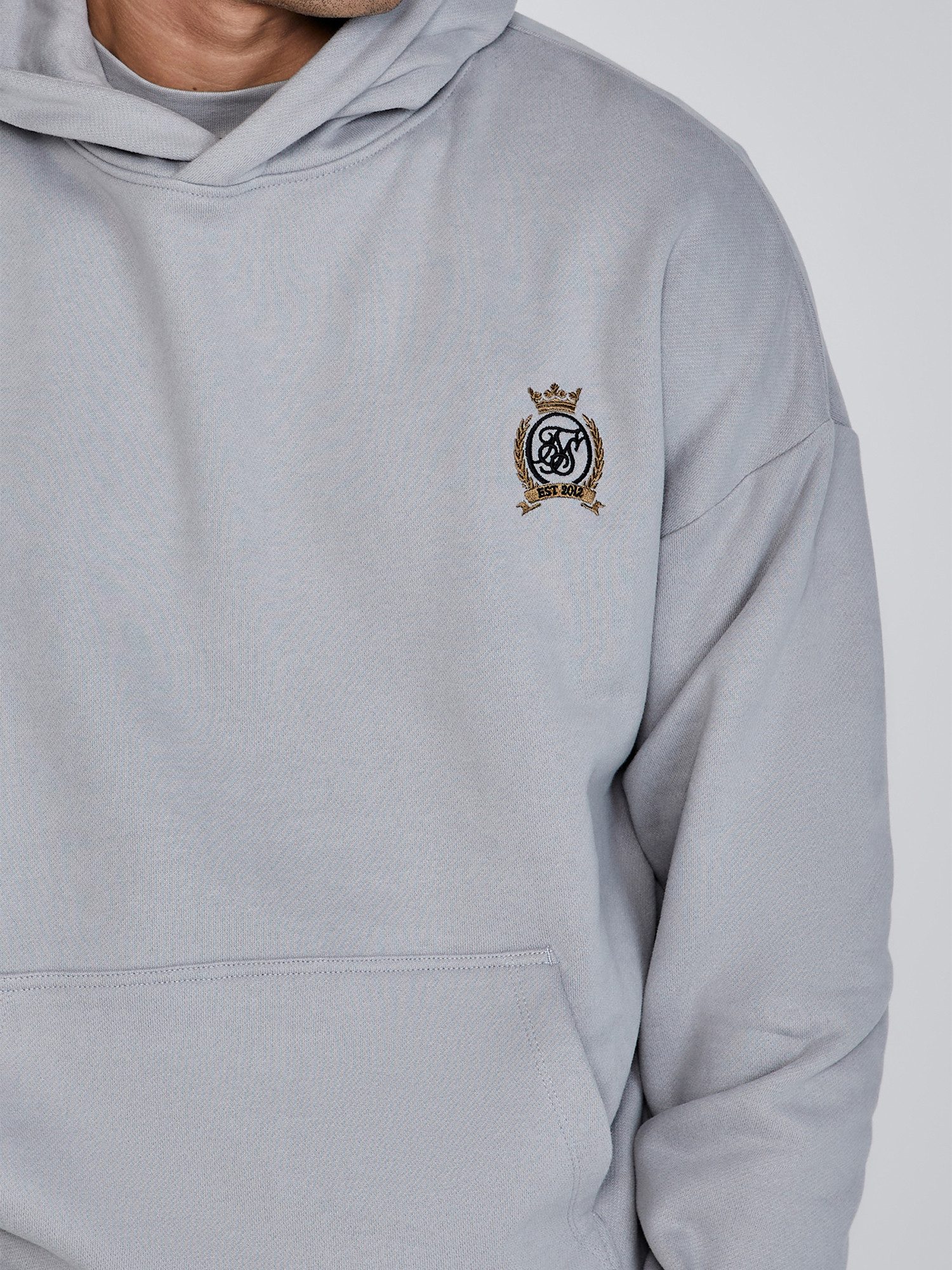 Siksilk Hoodie SikSilk Herren Grauer Pullover Kapuzenpullover