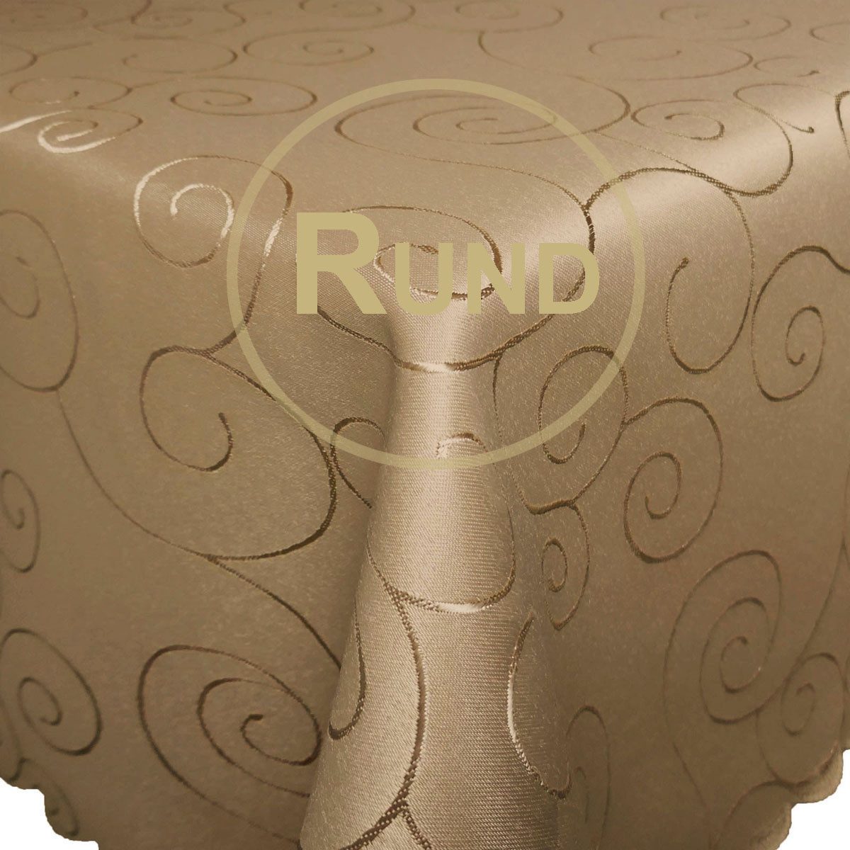 Bronze Tischdecke Ornamente RUND Tischdecke Seidenglanz uni Damast, strapazierfähig, bügelfrei