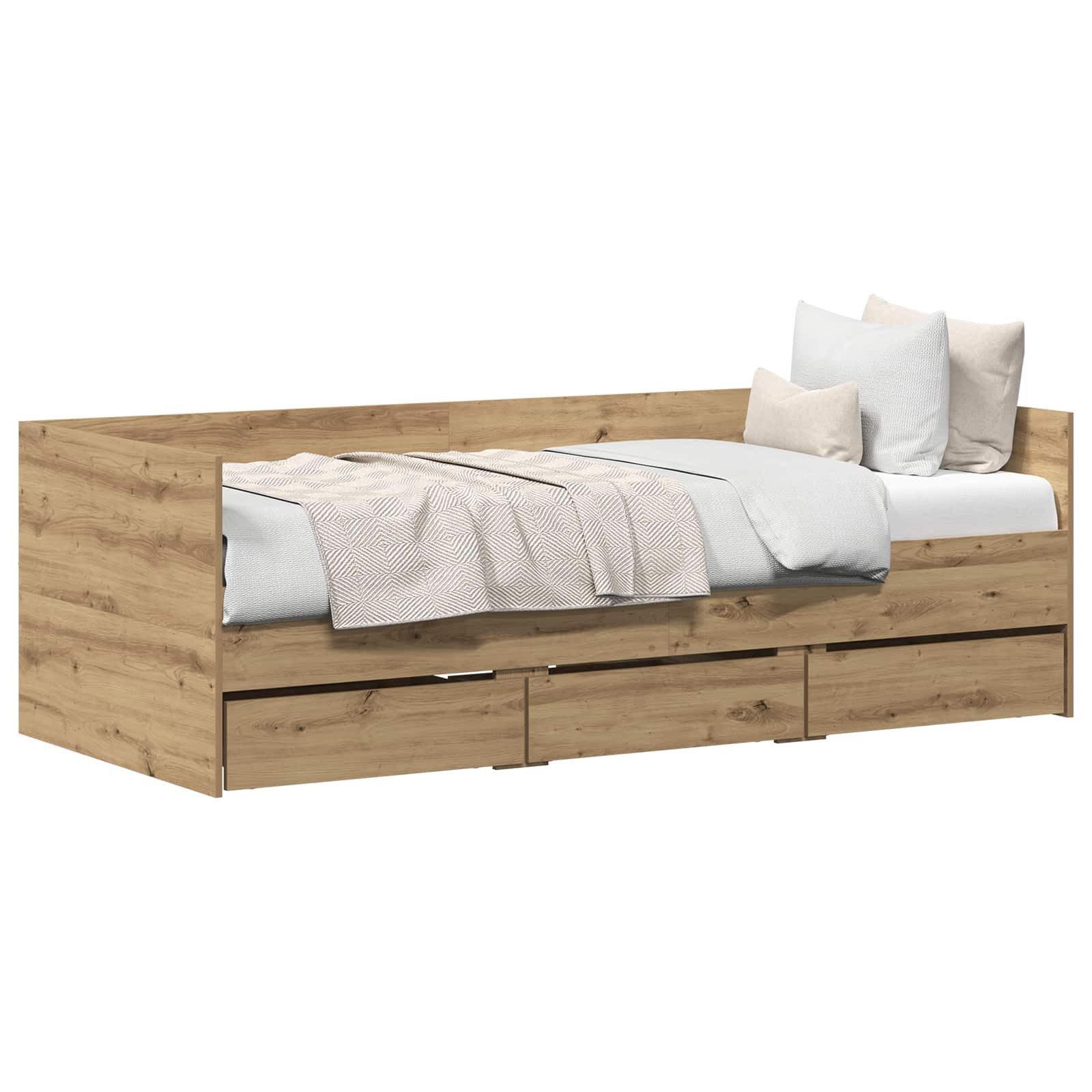 vidaXL Bett Tagesbett mit Kopfteil Artisan-Eiche 90 x 200 cm Holzwerkstoff (1-tlg)