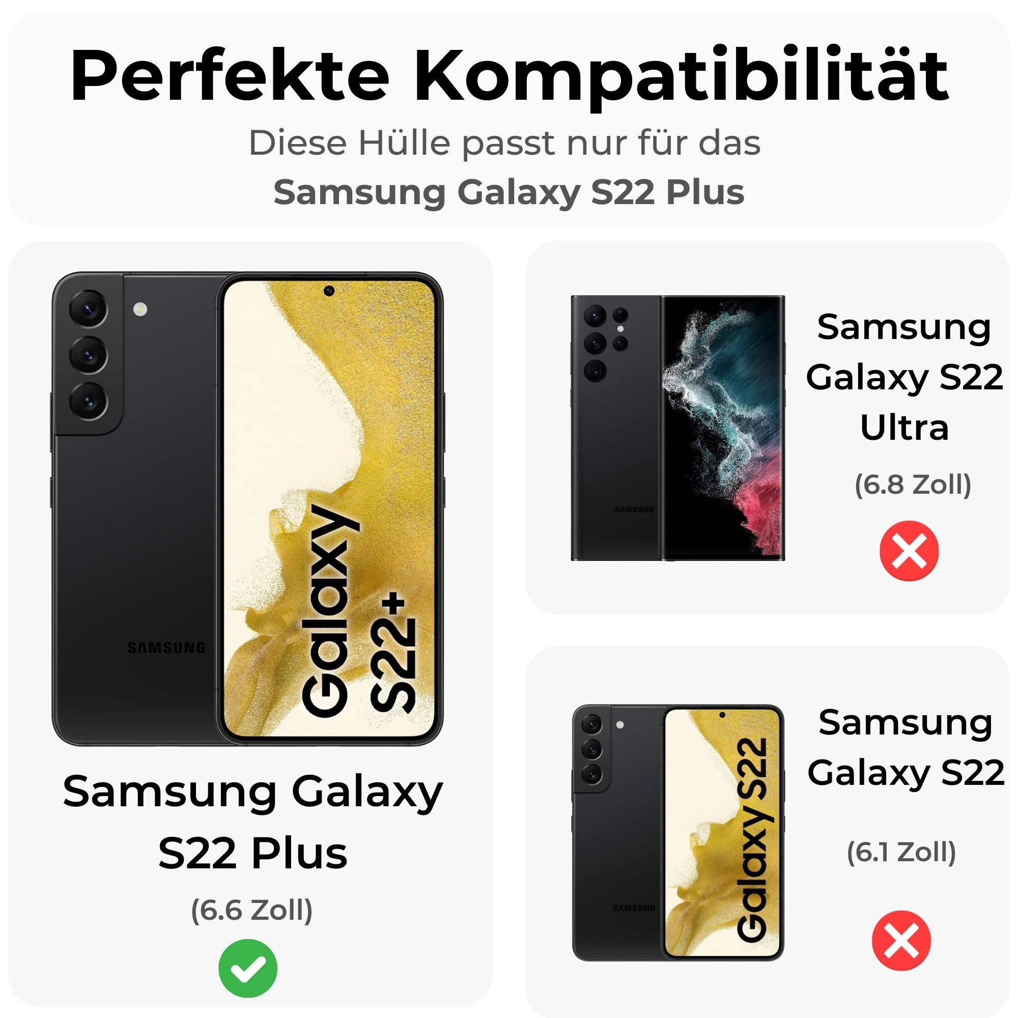 betterfon Handyhülle für Samsung Galaxy S22+ TPU Case mit 360° Rundumschutz Displayschutz, 360 Grad Hülle mit Displayschutz und Fingerprint