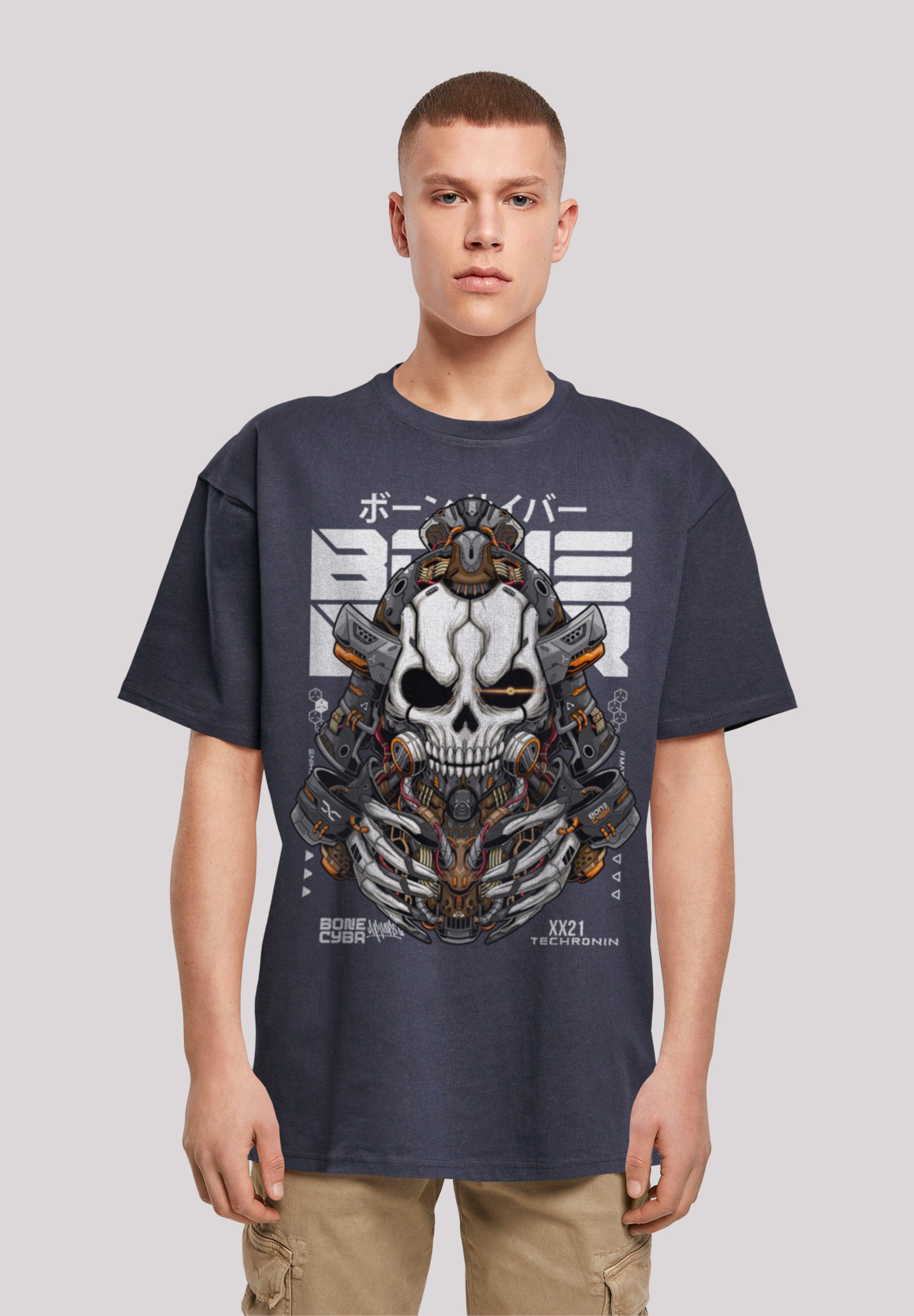 Techronin navy STYLES Print T-Shirt CYBERPUNK F4NT4STIC Cyber Bone
