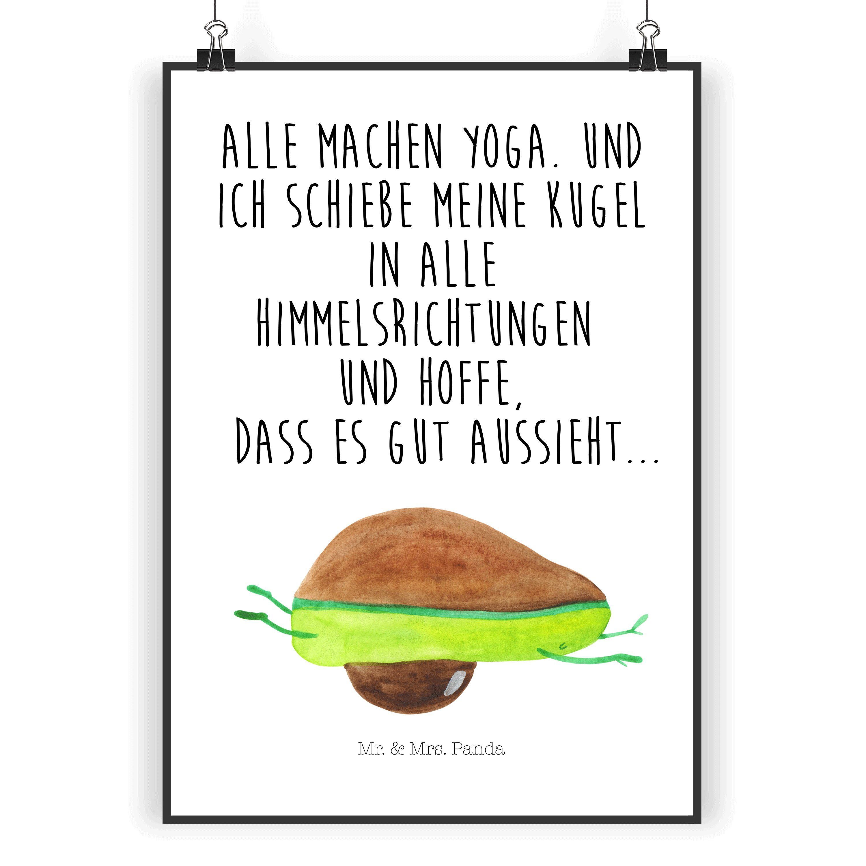 Mr. & Mrs. Panda Poster DIN A5 Avocado Yoga - Weiß - Geschenk, Avocado Yoga Vegan, Posterdruc, Avocado Yoga (1 St)