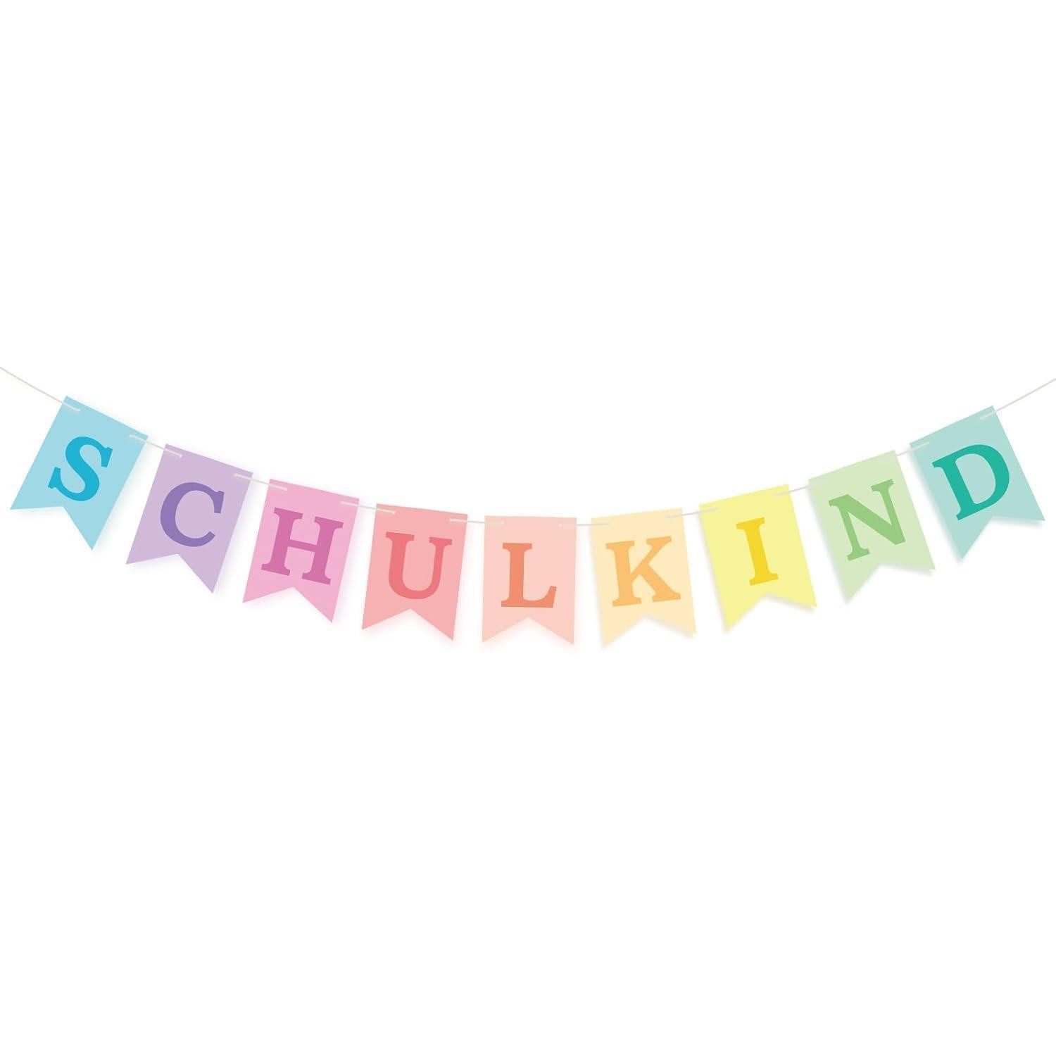 Hängedekoration Einschulung Deko Mädchen Schulkind Girlande Pastell Papier-selbst