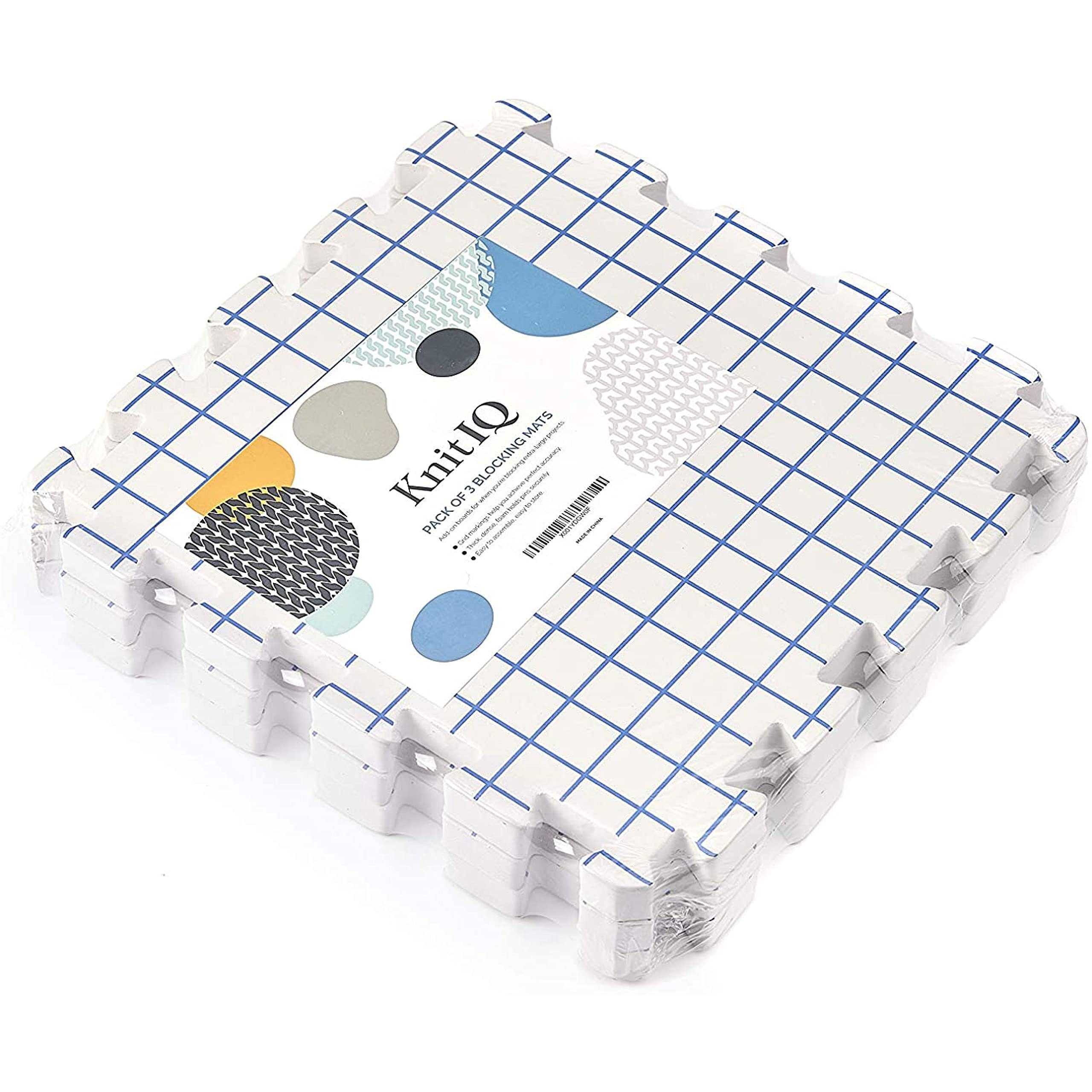 KnitIQ Spanngurt 9er Set Spannmatten 1,9 cm Tiefe, 100 Nadeln & Tasche Stricken Häkeln Doppelseitiges Set