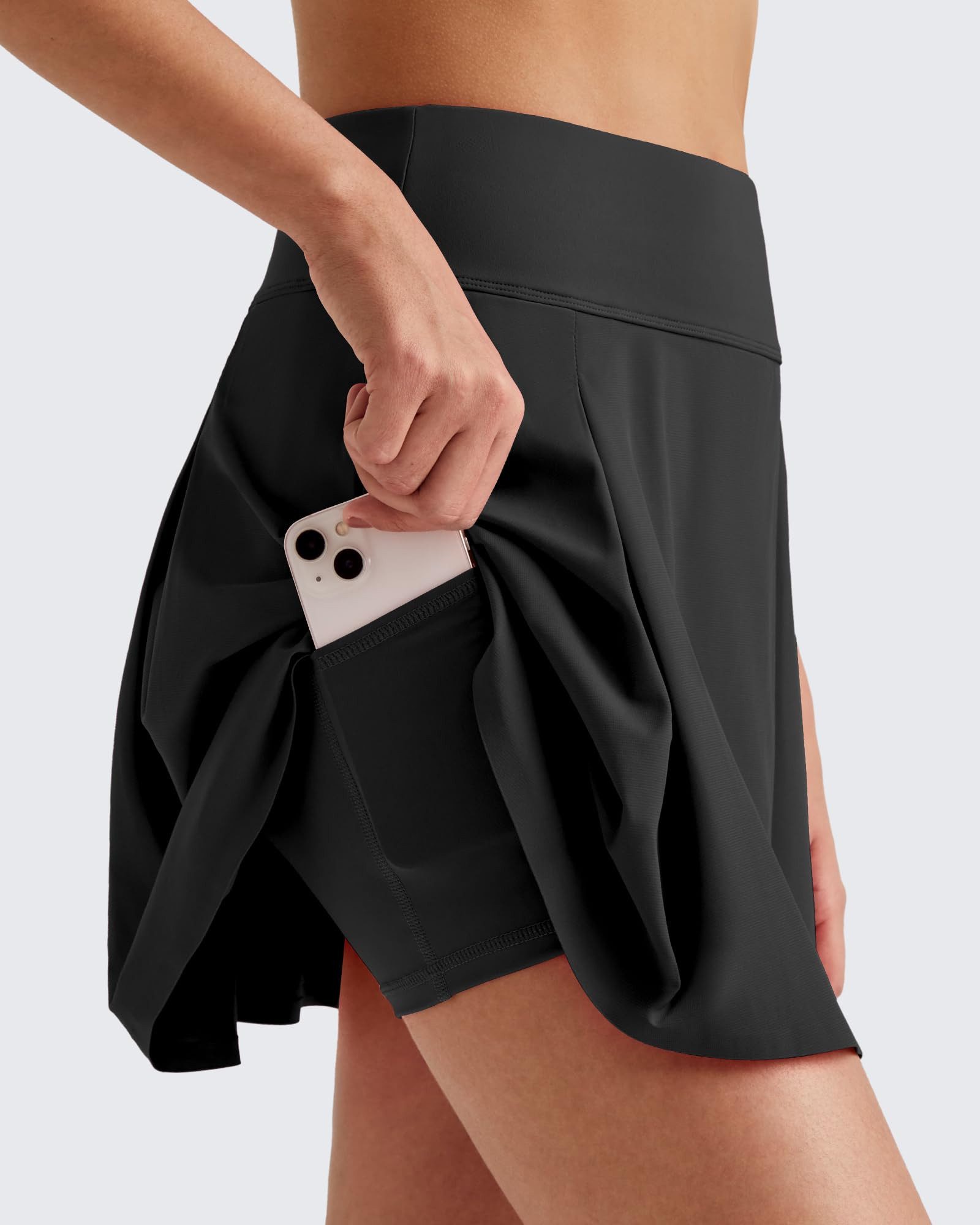 G4Free Hosenrock Damen Tennisrock mit Integrierter Shorts sportliche Golfrock A-Linien-Rock Hoher Taille und 4 Innentaschen für Pickleball-Workout