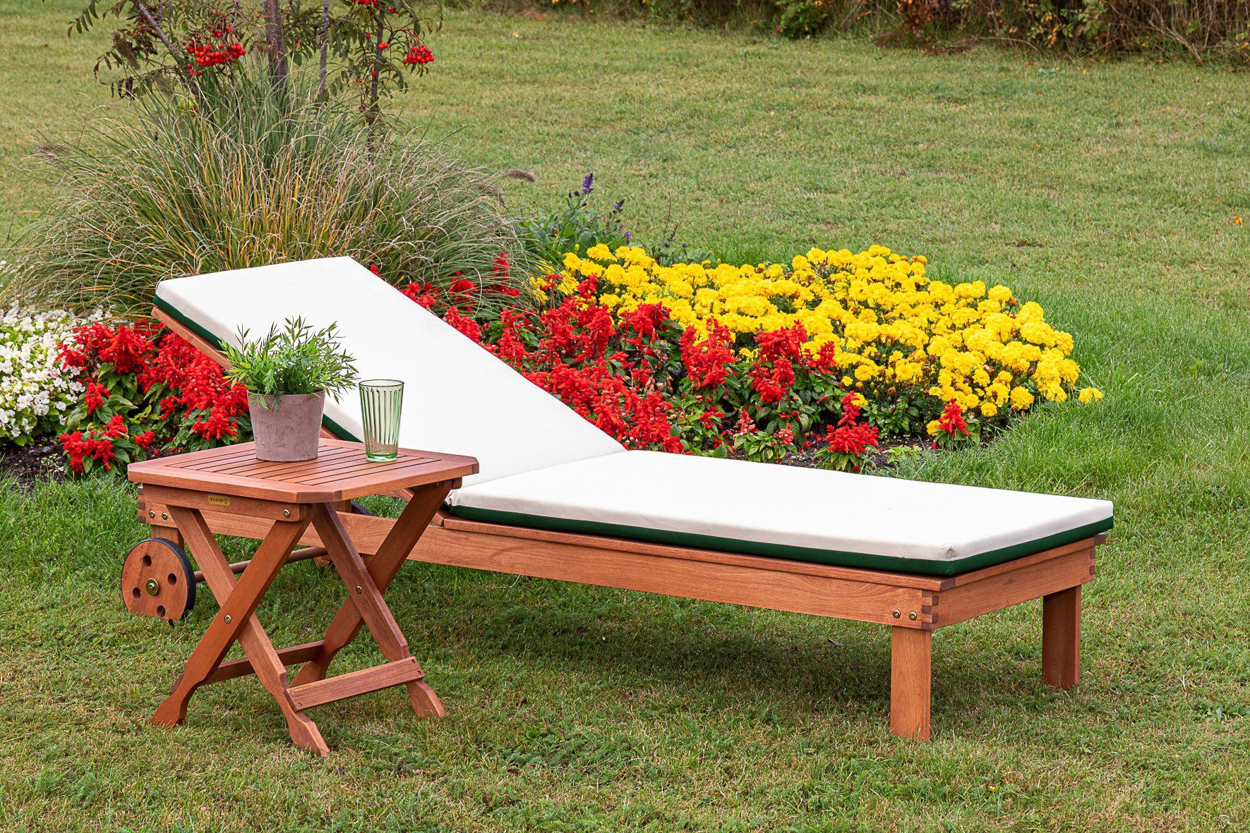 MERXX Gartenliege Aktionsliegen Set, Spar-Set, 2 St., 1 Liege und 1 Табуретки, mit Auflagen