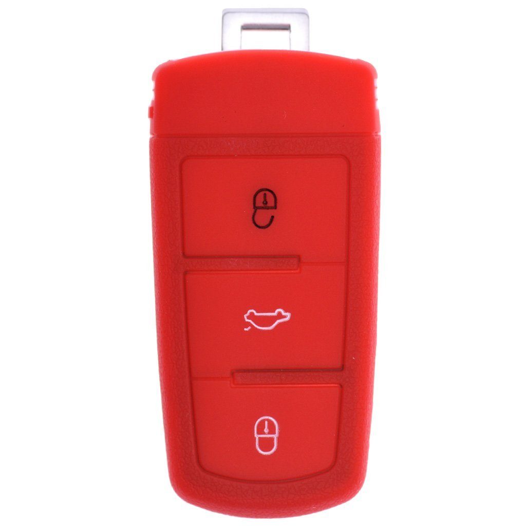 mt-key Schlüsseltasche Autoschlüssel Softcase Silikon Schutzhülle Rot, für VW Passat CC B6 3C B7 3 Tasten KEYLESS SMARTKEY