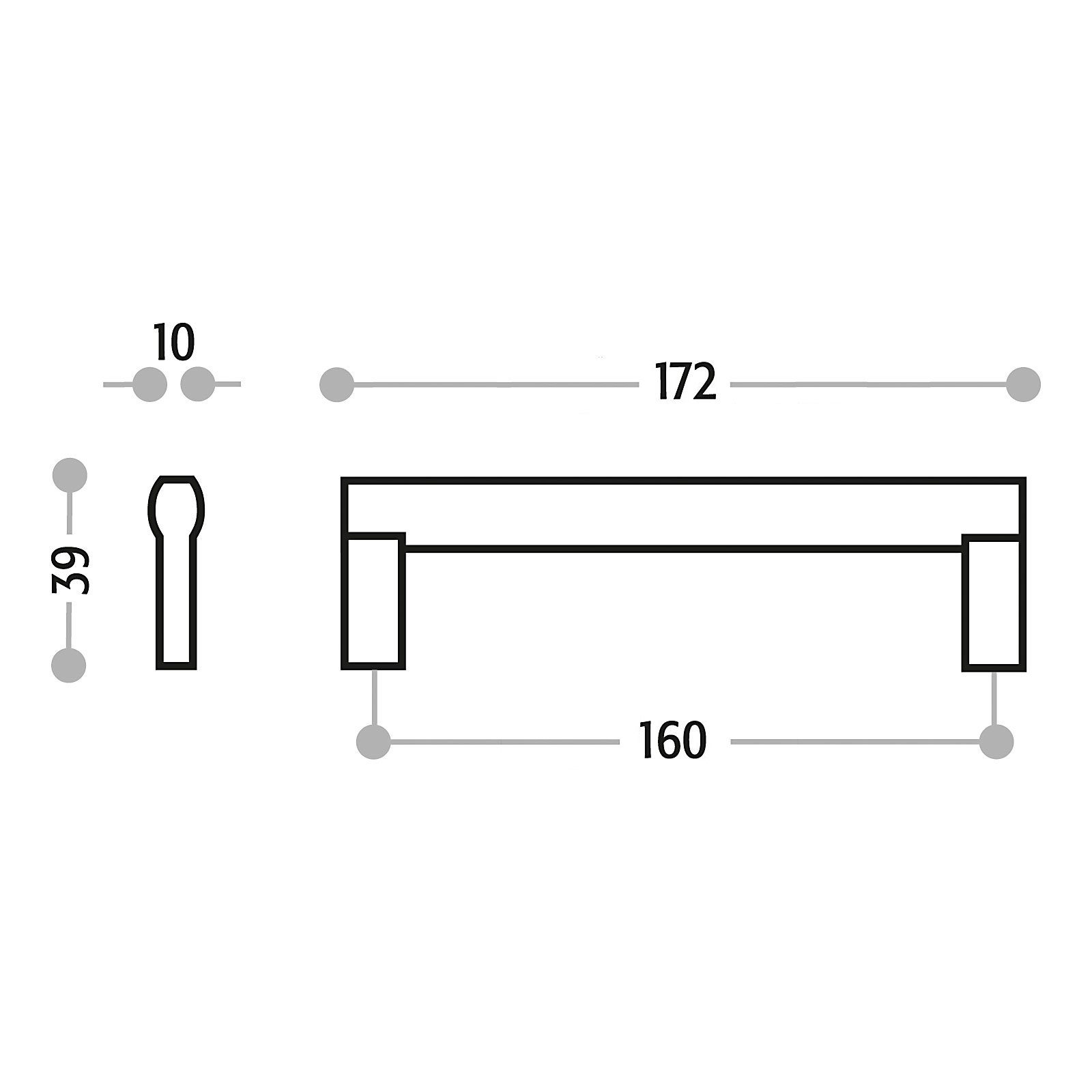 SO-TECH® Möbelgriff Bügelgriff LEILA BA 128 - 224 mm, inkl. Schrauben (1-St), BA 160 mm Edelstahloptik matt von SCHÜCO ALU COMPETENCE