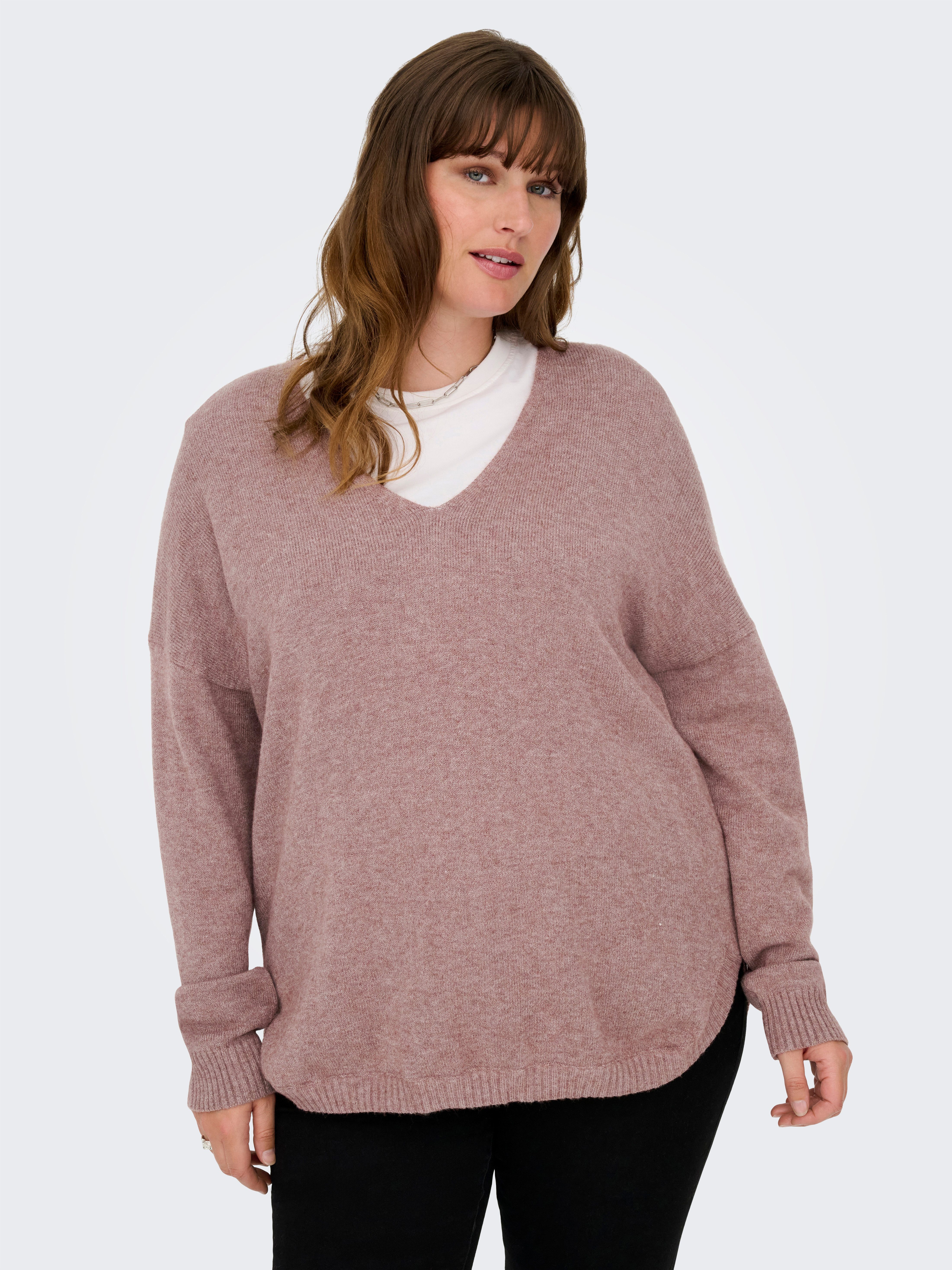 ONLY CARMAKOMA V-Ausschnitt-Pullover CARMARGARETA LS PULLOVER KNT NOOS günstig online kaufen