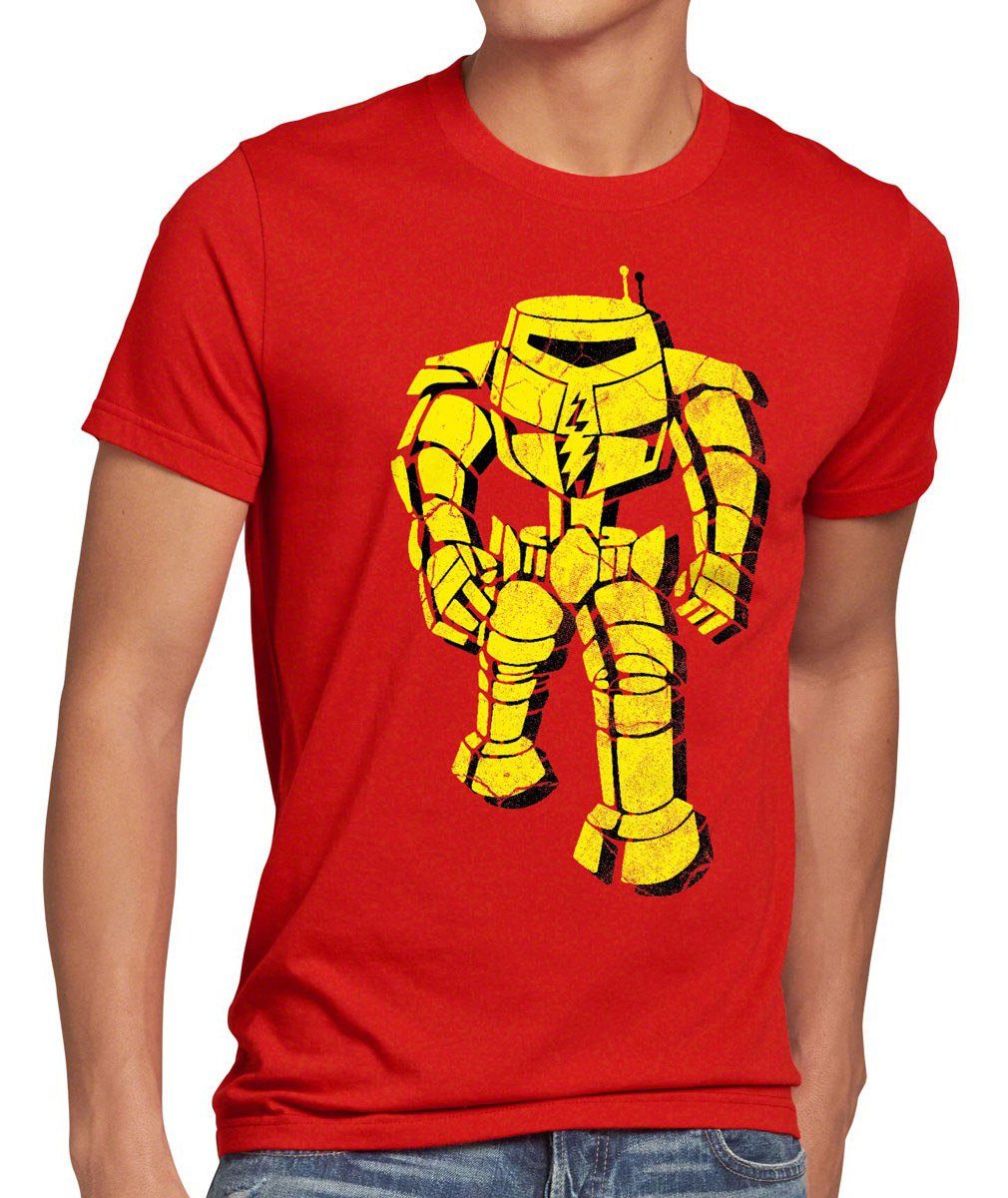 style3 Print-Shirt Herren T-Shirt Robot Sheldon Bang Serie Fan Big the Roboter comic cooper Theory rot
