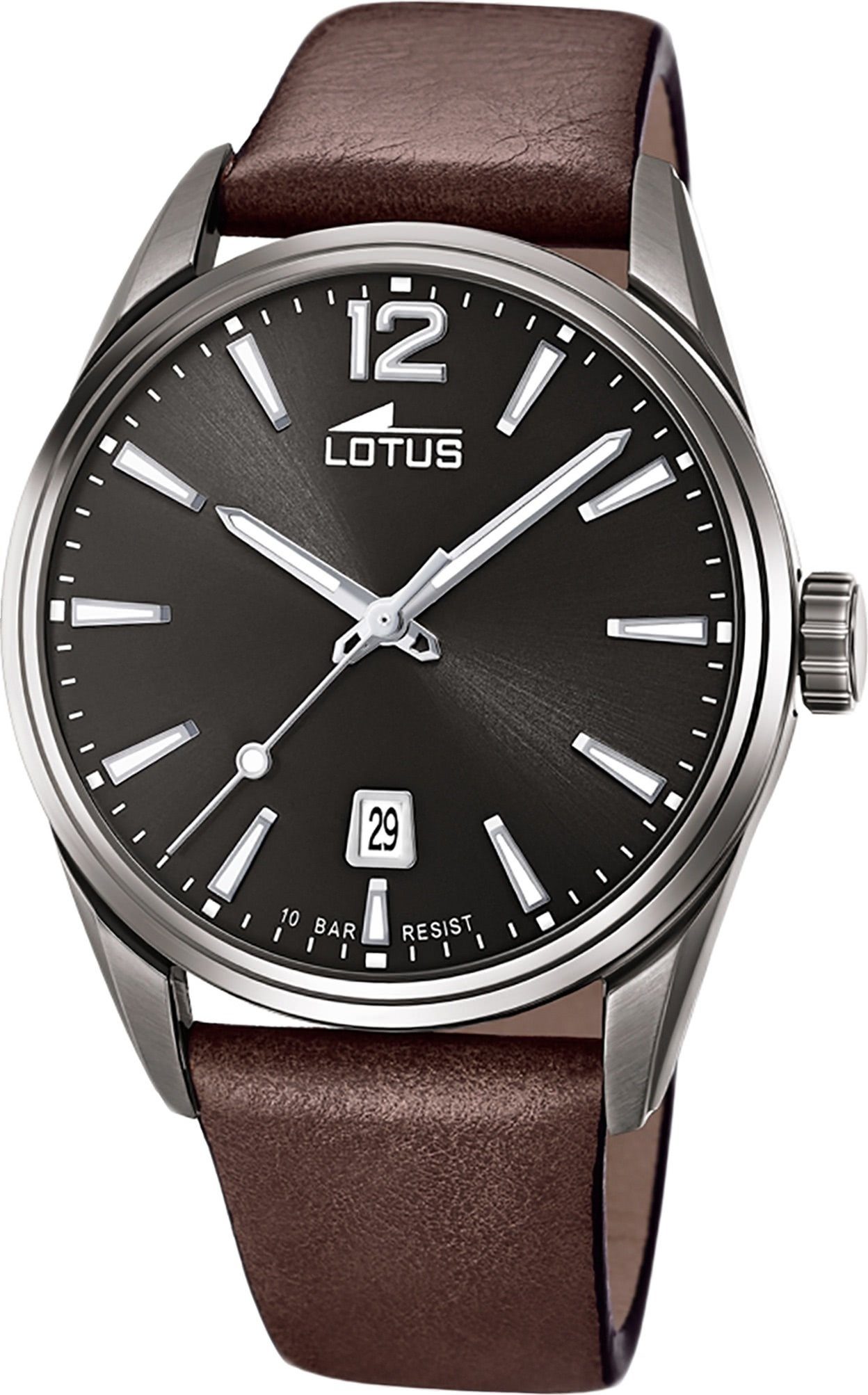 Beliebt 100 % Lotus Quarzuhr LOTUS Leder Herrenuhr groß 18685/1, mit (ca. Herren Sport-Sty Gehäuse, rundes 42mm), Uhr Lederarmband