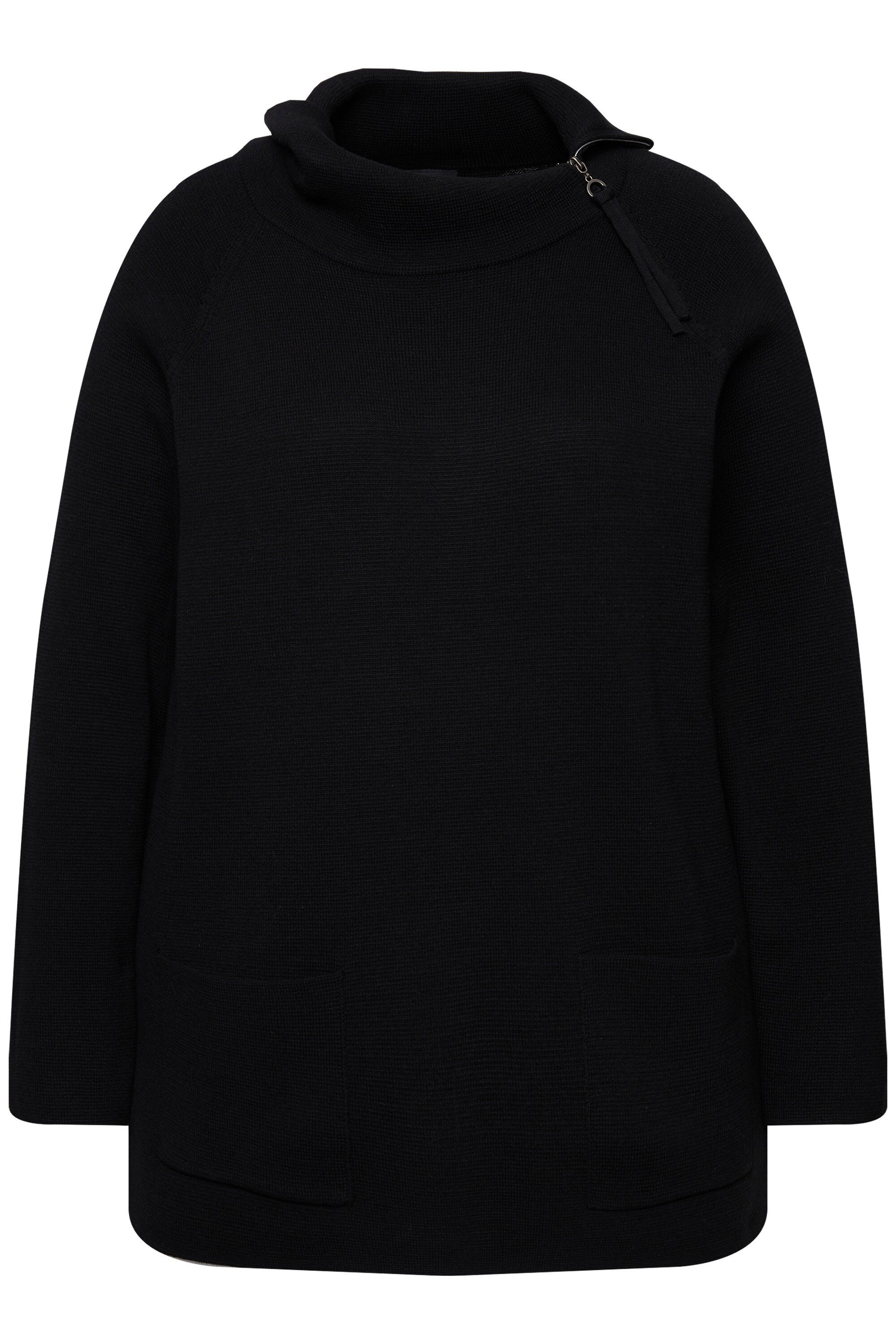 Ulla Popken Strickpullover Pullover Stehkragen Zipper günstig online kaufen