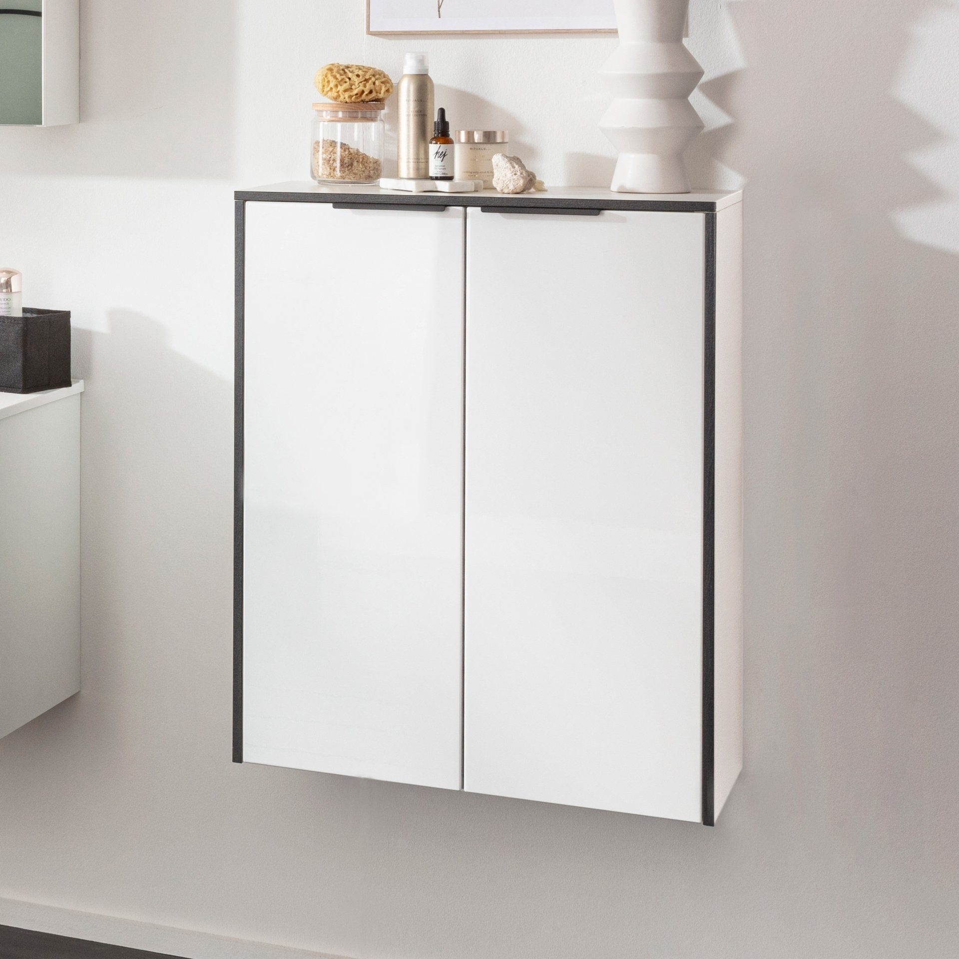 FACKELMANN Midischrank Doppel-Midischrank, Schrank fürs Bad, Badschrank mit Türen