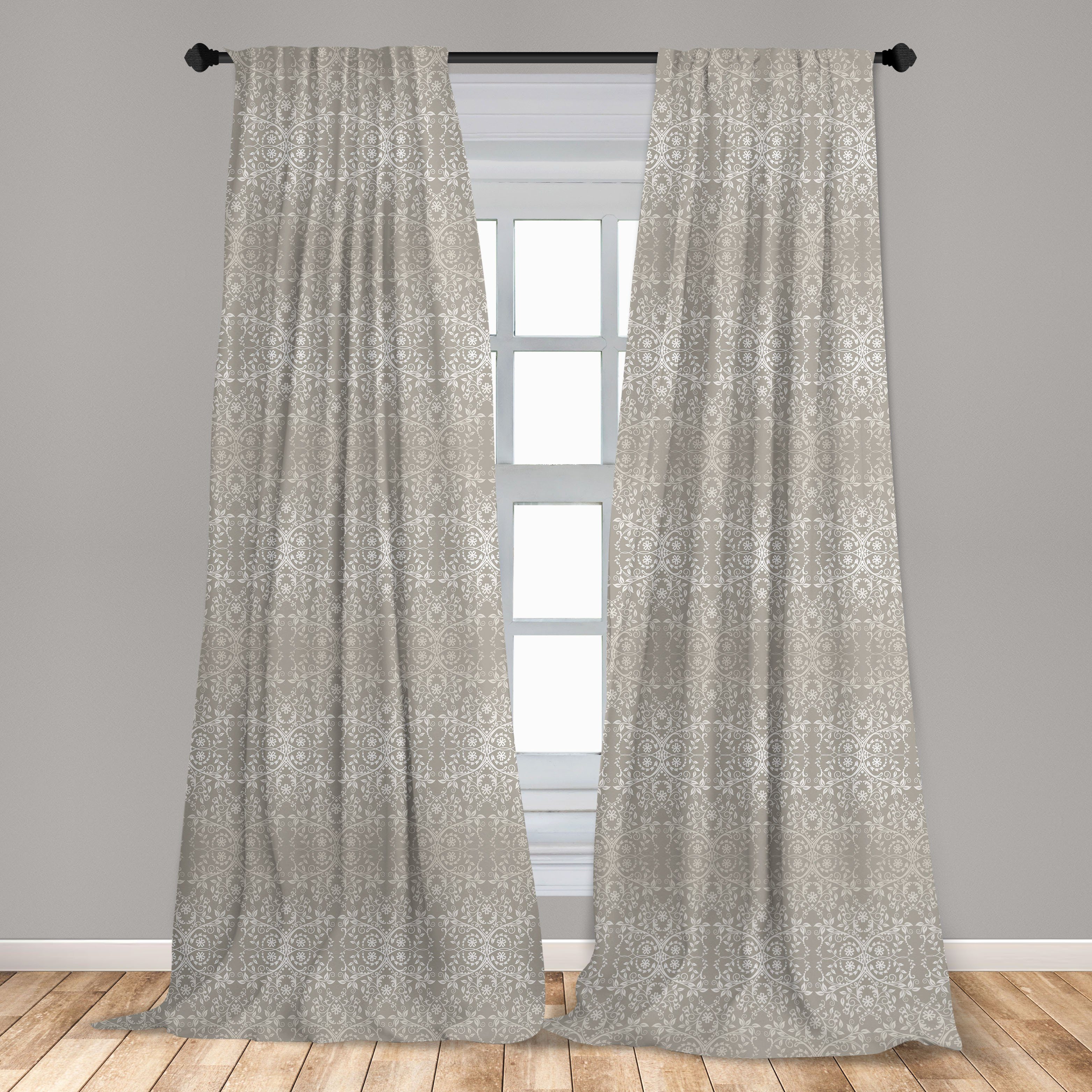 Grau für Dekor, Pattern Vorhang Gardine Schlafzimmer Victorian Paisley Microfaser, Abakuhaus, Wohnzimmer