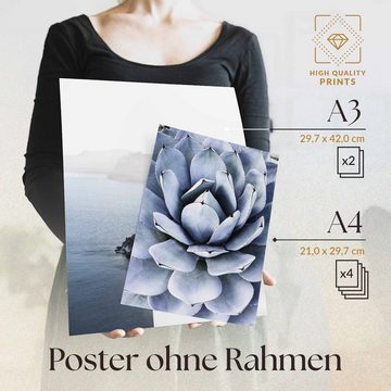 Heimlich Poster Set als Wohnzimmer Deko, Bilder DINA3 & DINA4, Meer Kuss Frau, Blumen