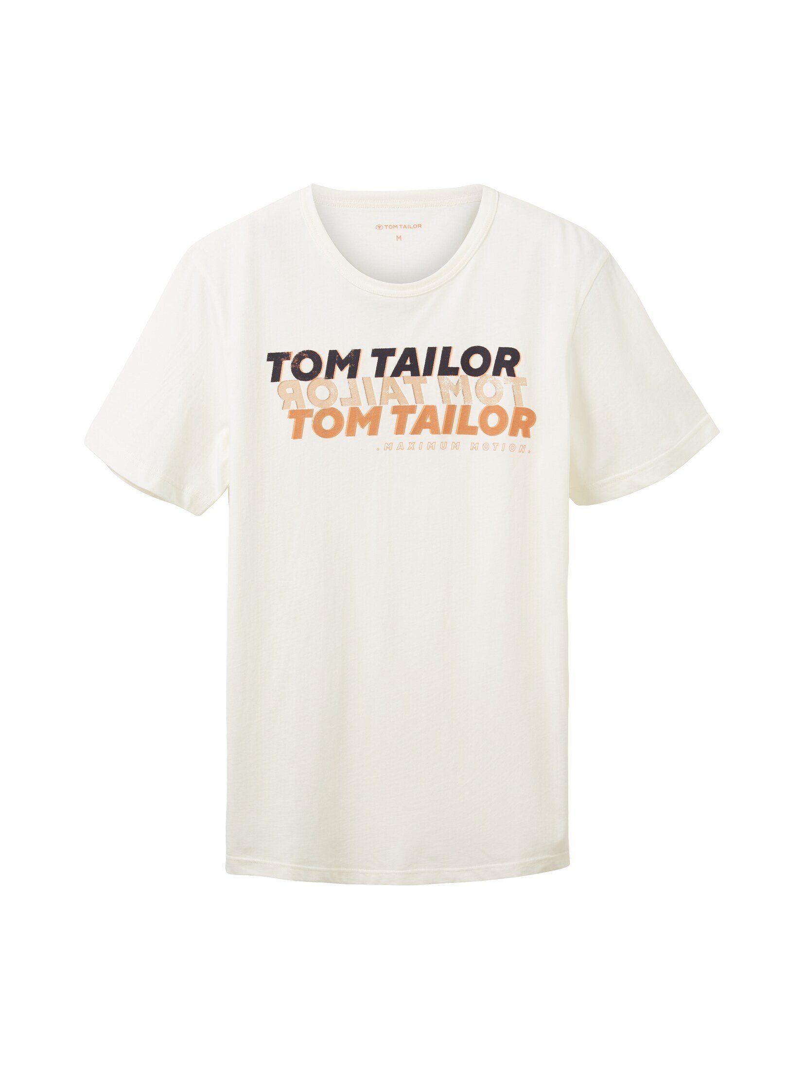 T-Shirt T-Shirt Schriftzug white mit off TAILOR TOM