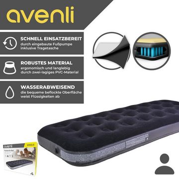 Avenli Luftbett Avenli aufblasbares Luftbett / Campingmatratze schwarz 191x73x22 cm, (Luftmatratze für 1 Person)