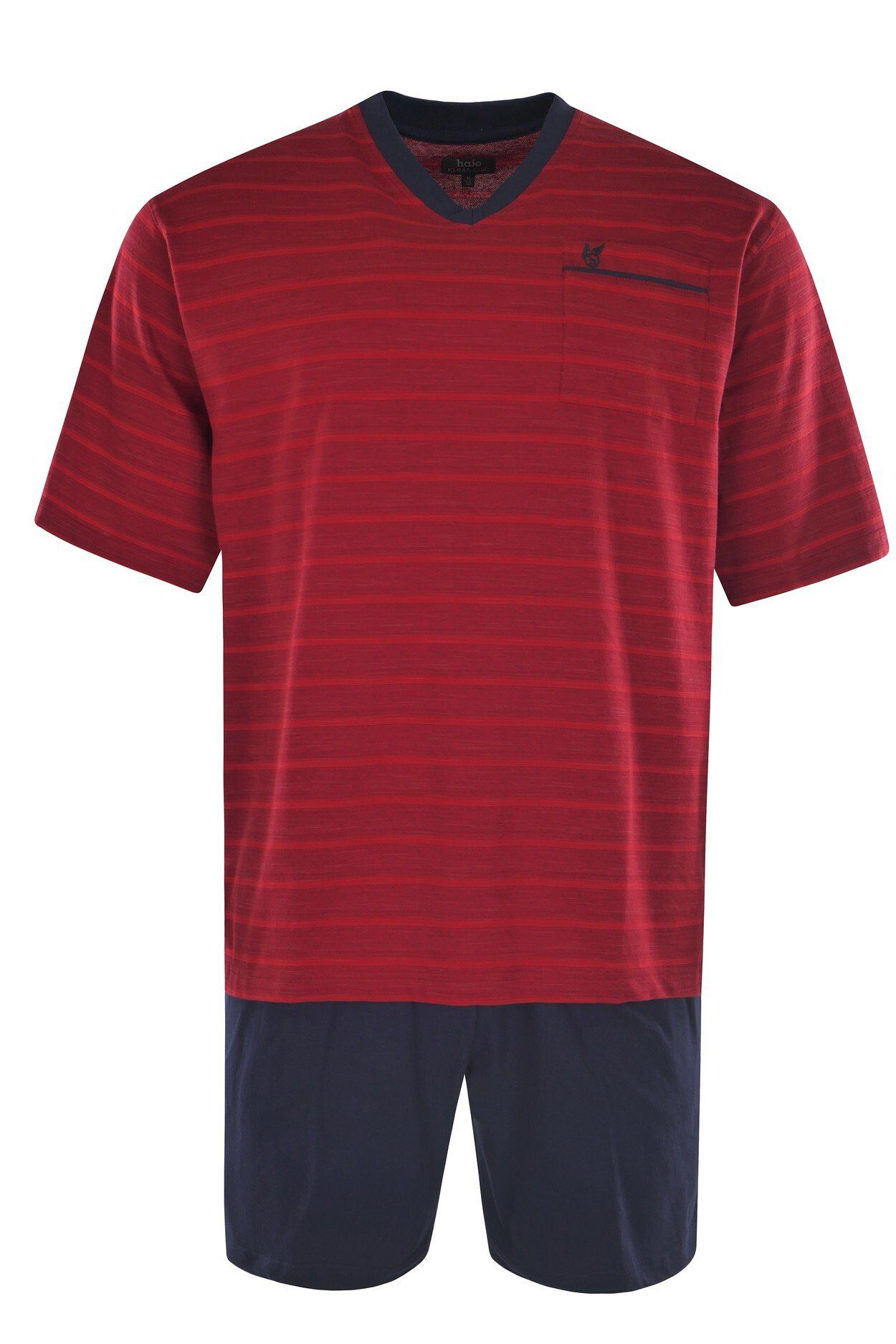 Herren - Kurzarm Shorty, Hajo Pyjama Set kurz, Schlafanzug Rot