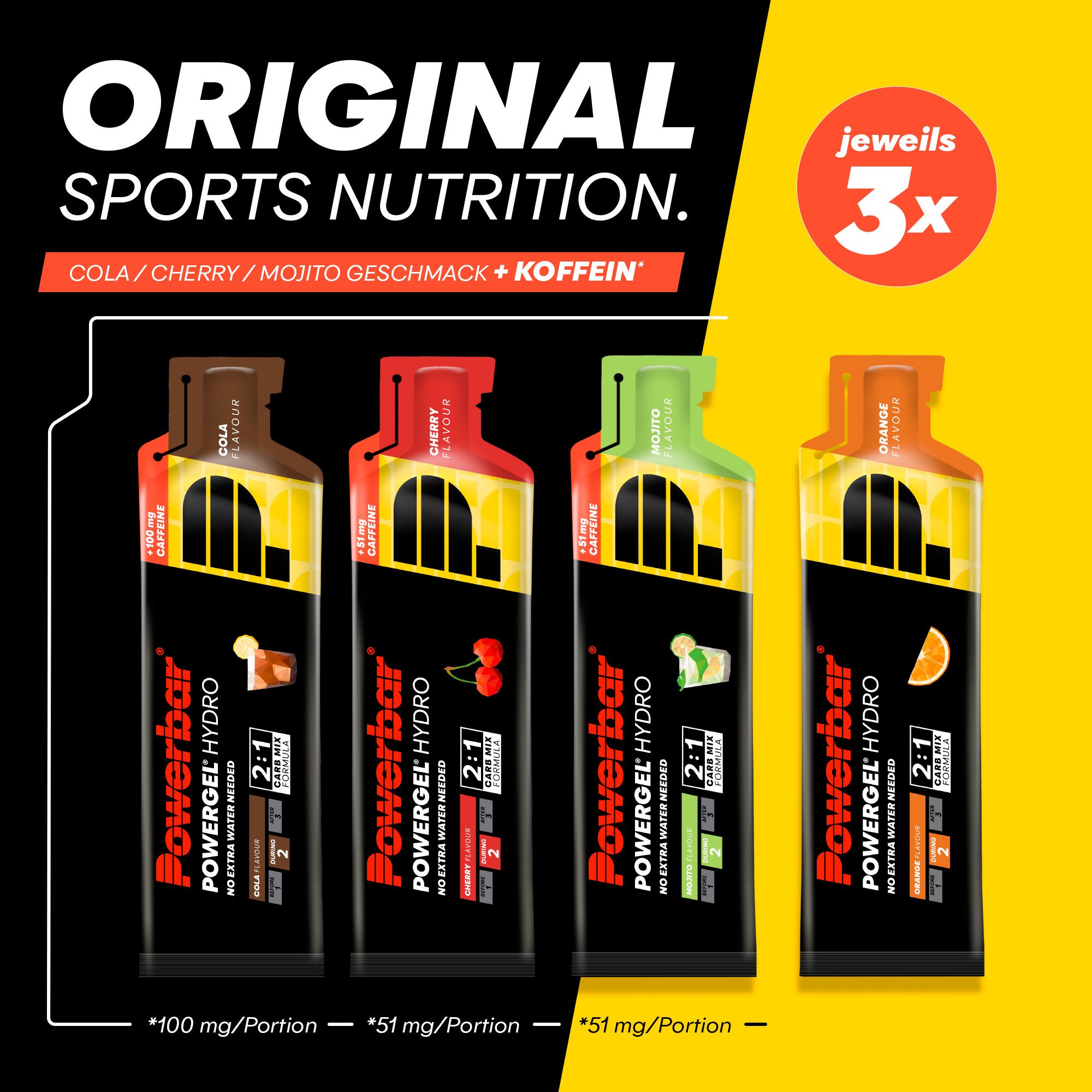 PowerBar PowerGel Hydro Multiflavourbox 12x67ml - High Carb Energie Gel Gel, 12 er Box à 12 St., 804 ml, Kohlenhydrat-Formel von 1:0,8 – Bild 2 von 5