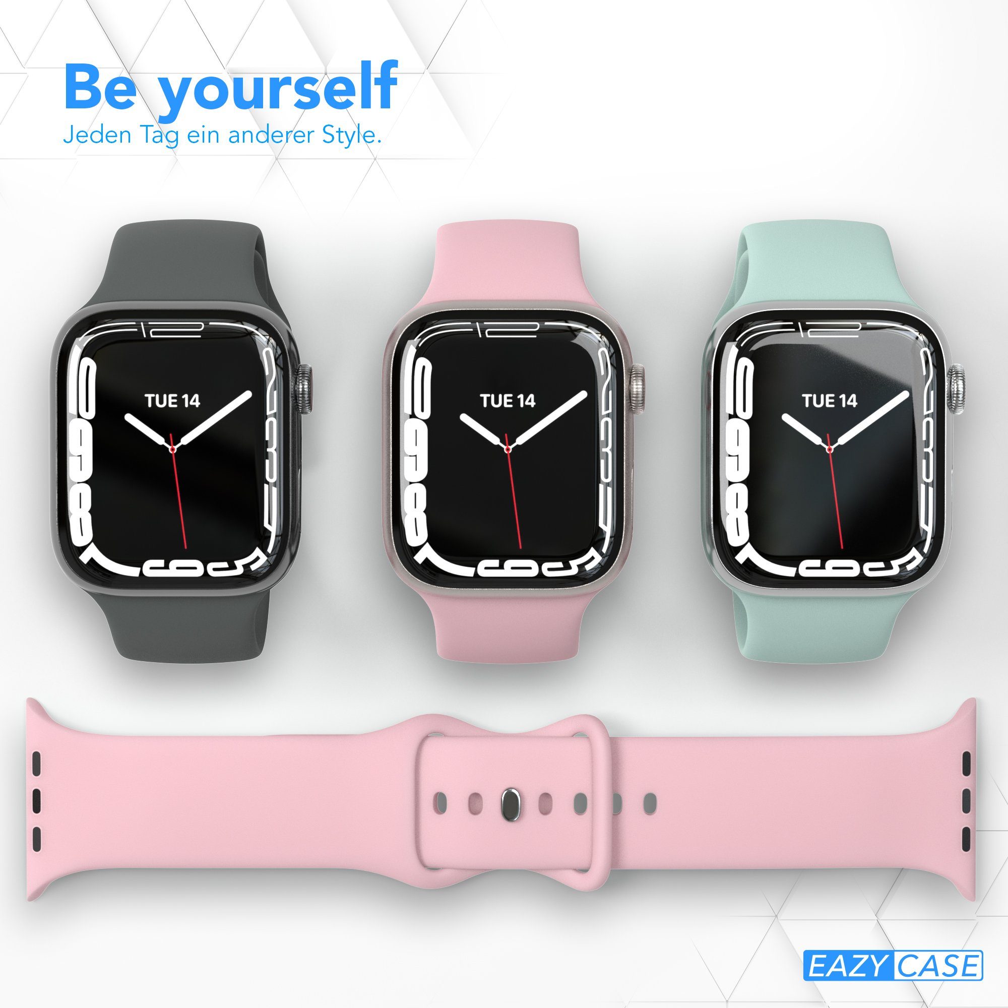 EAZY CASE Smartwatch-Armband Silikon Armband iWatch 11 10 9 8 7 6 5 4 3 2 SE Ultra, Silikon Sportarmband für Apple Watch 38-42 mm Rosé Fitness