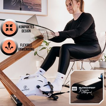 Fjoerdesports Heimtrainer Mini-Heimtrainer, Arm- und Beintrainer, Bewegungstrainer (Seniorentrainer, Trainieren im Home Office, besonders leise, verstellbarer Widerstand, Fitness, Workout, rutschfeste Standfüße, 100 kg max. Benutzergewicht, Pedaltrainer, Bewegungstrainer, Bewegungstherapie, Home Office), LCD-Display, Fitnesstraining, Training am Schreibtisch