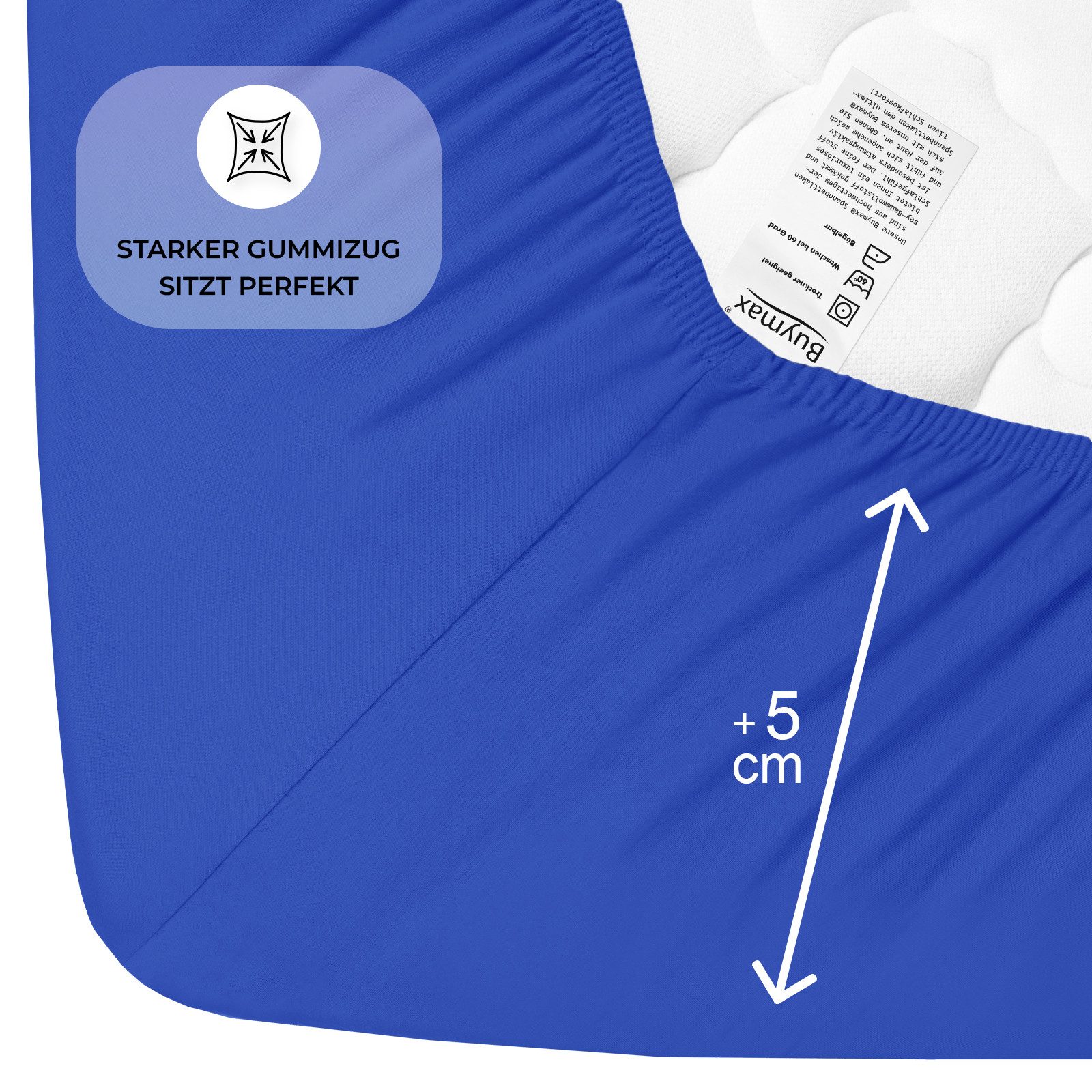 Buymax Spannbettlaken Buymax Jersey aus 100% Baumwolle, Jersey, Gummizug: Rundumgummi, (1 Stück), Pflegeleicht und Atmungsaktiv in Verschiedenen Farben und Größ – Bild 4 von 5