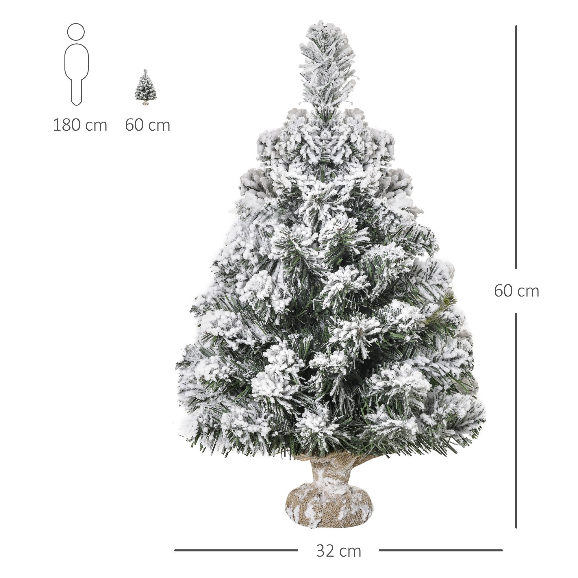 HOMCOM Künstlicher Weihnachtsbaum 67 Zweige, Tanne, für Weihnachten Deko, Grün