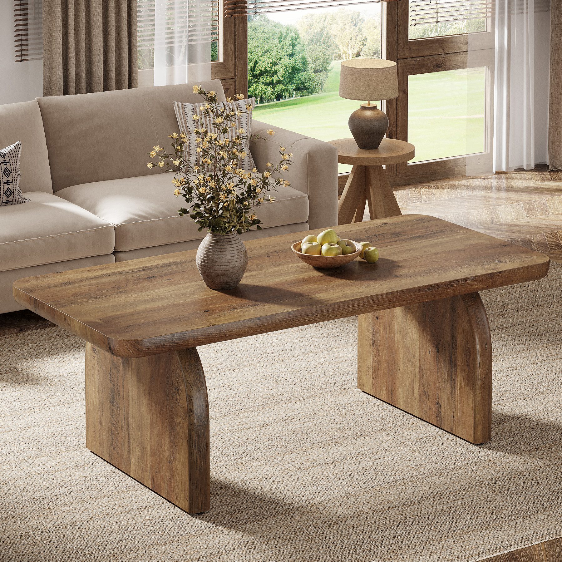 Tribesigns Couchtisch 120 cm Holz, rechteckig, Bauernhaus-Akzent-Mitteltisc günstig online kaufen