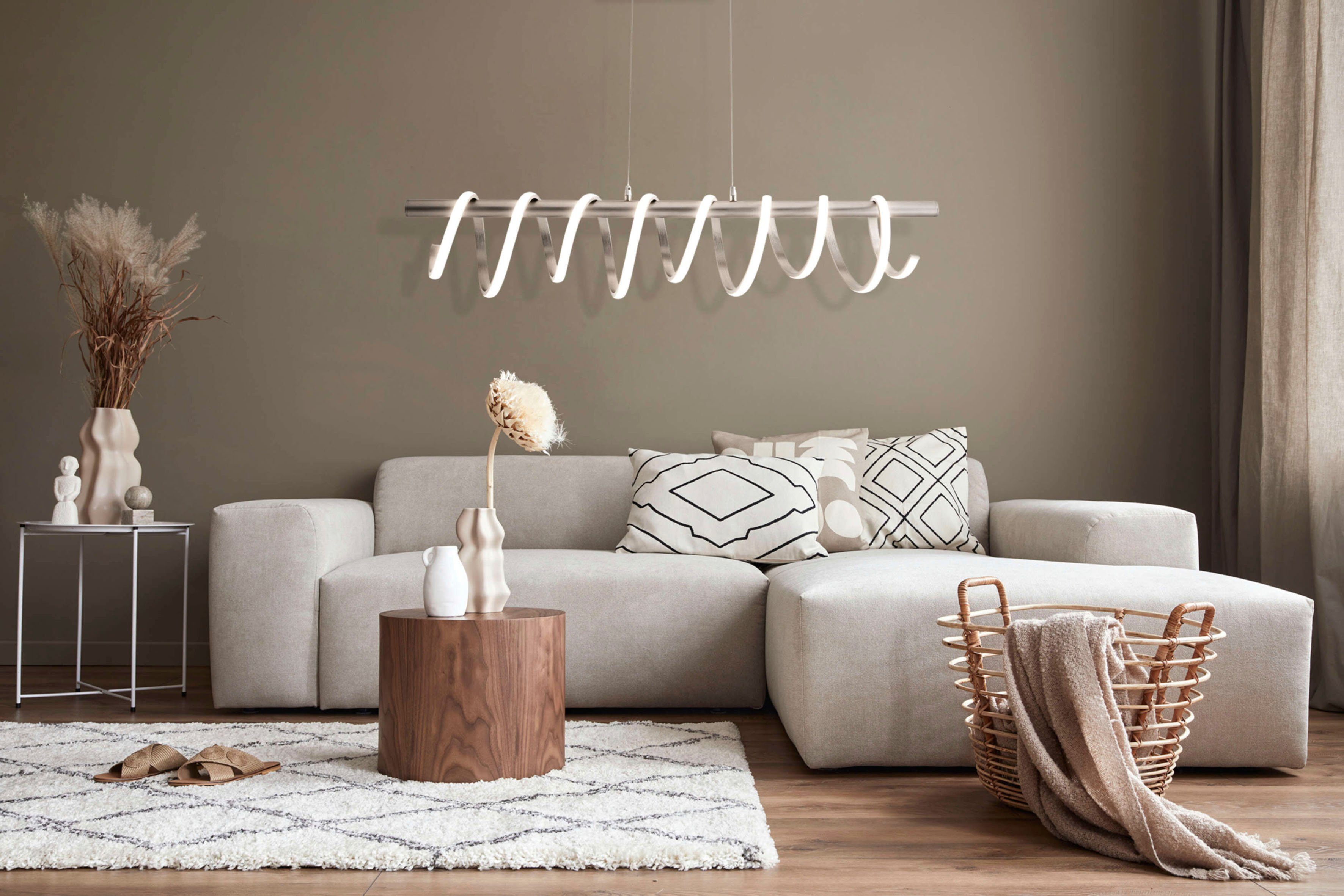 näve LED Pendelleuchte Belleza, Dimmfunktion, LED fest integriert, Warmweiß, Hängeleuchte warmweiß, 3-Stufen-dimmbar, 35W, L:100cm, silberfarben