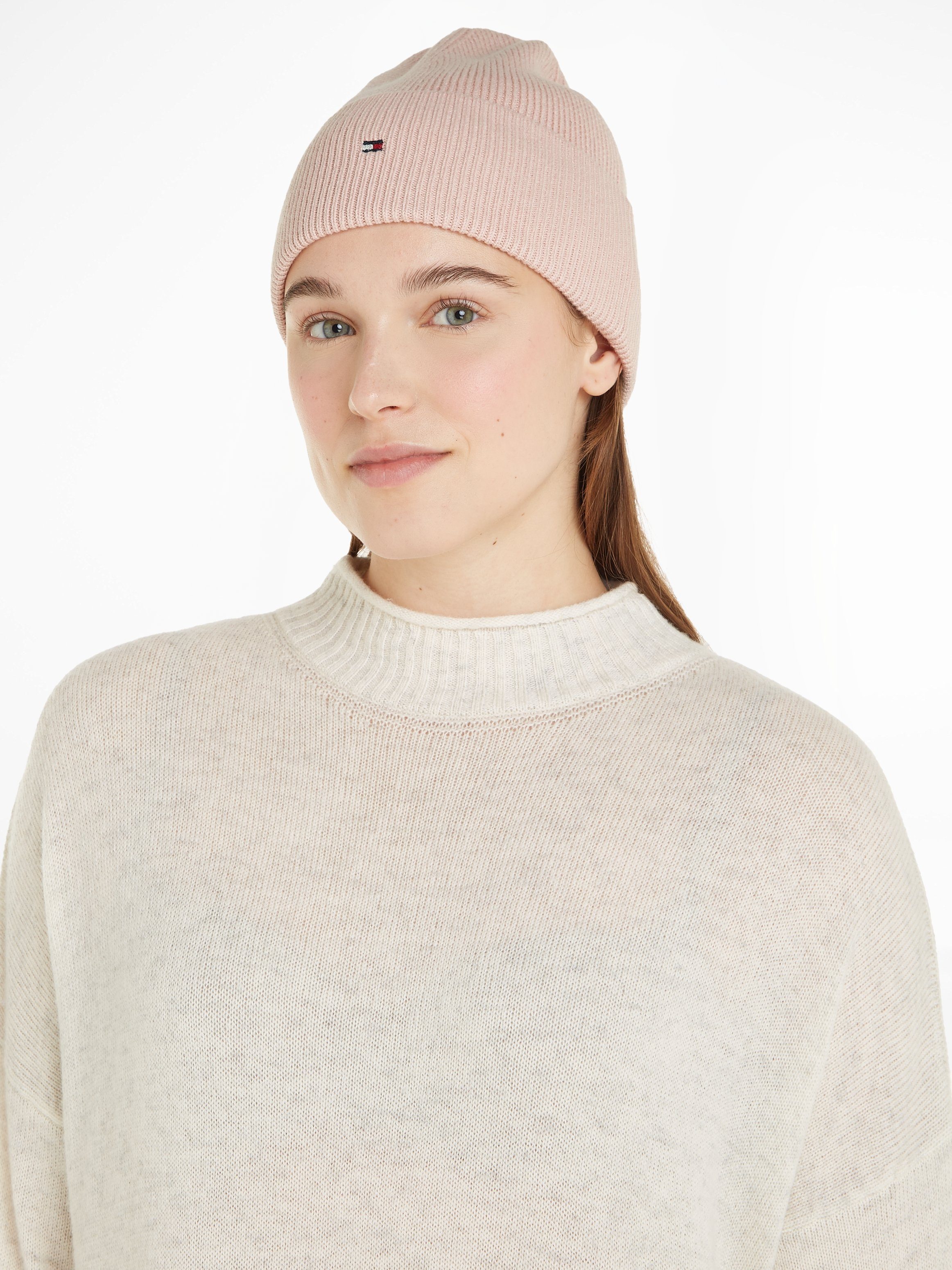 ESSENTIAL Pink Beanie Sepia Tommy Hilfiger BEANIE FLAG