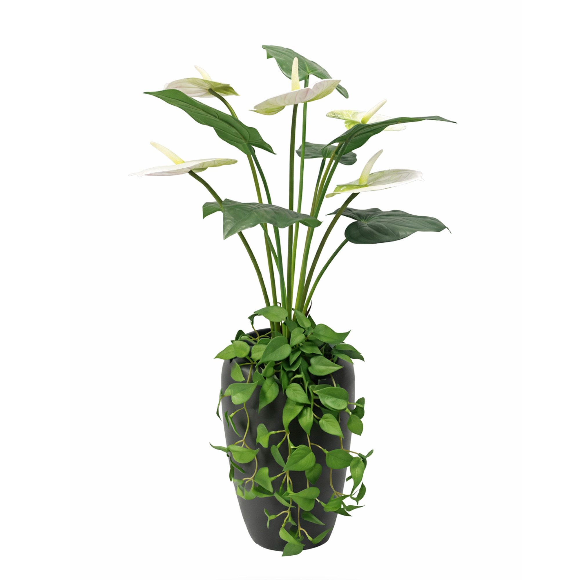 Kunstpflanze Anthurie Weiß mit Vase, UNUS HOME, Höhe 77 cm, Kunstblume, Arthurie, mit Vase