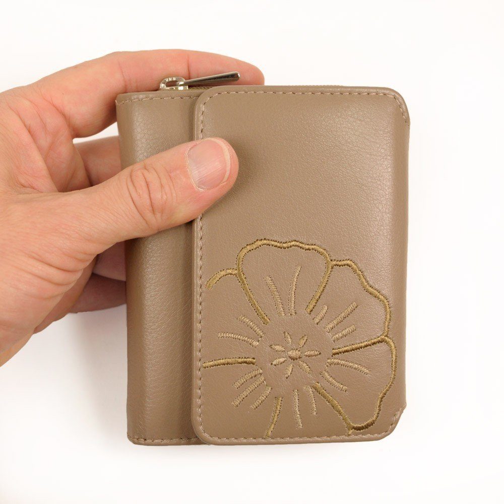 BRANCO Geldbörse Schicke Damen-Geldbörse Portemonnaie Leder Beige-Taupe, Branco 29742