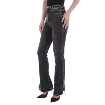 Ital-Design Bootcut-Jeans Damen Freizeit Used-Look Stretch Bootcut Jeans in Schwarz