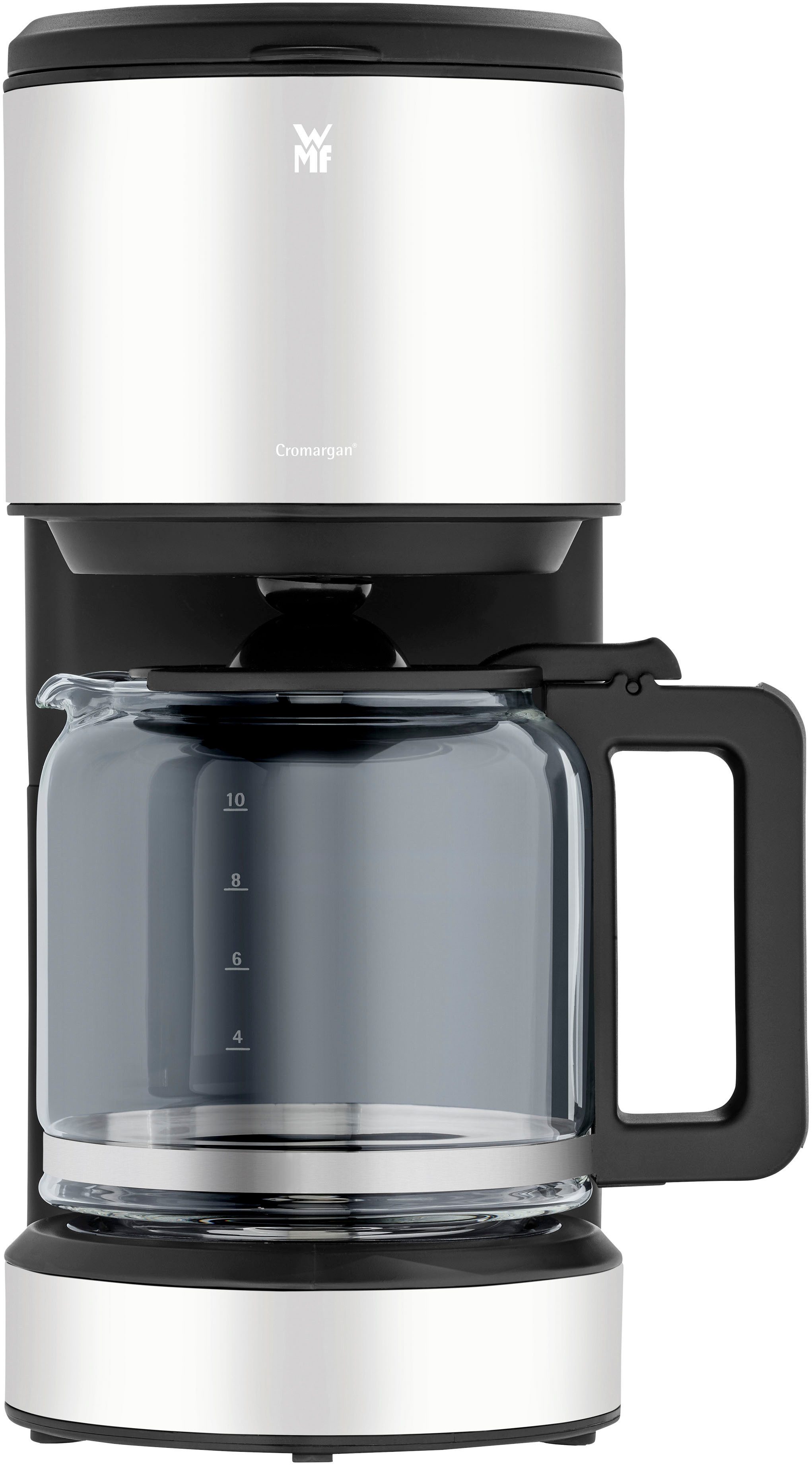 WMF Filterkaffeemaschine Stelio Paper White, 1,25l Kaffeekanne, Papierfilter 1x4, 10 Tassen, Warmhaltefunktion, Abschaltautomatik, Cromargan, 1000 Watt