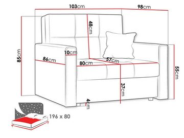 MIRJAN24 Schlafsofa Viva Bis I, mit Bettkasten und Schlaffunktion, inkl. Kissen, Einsitzer, Metallfüße