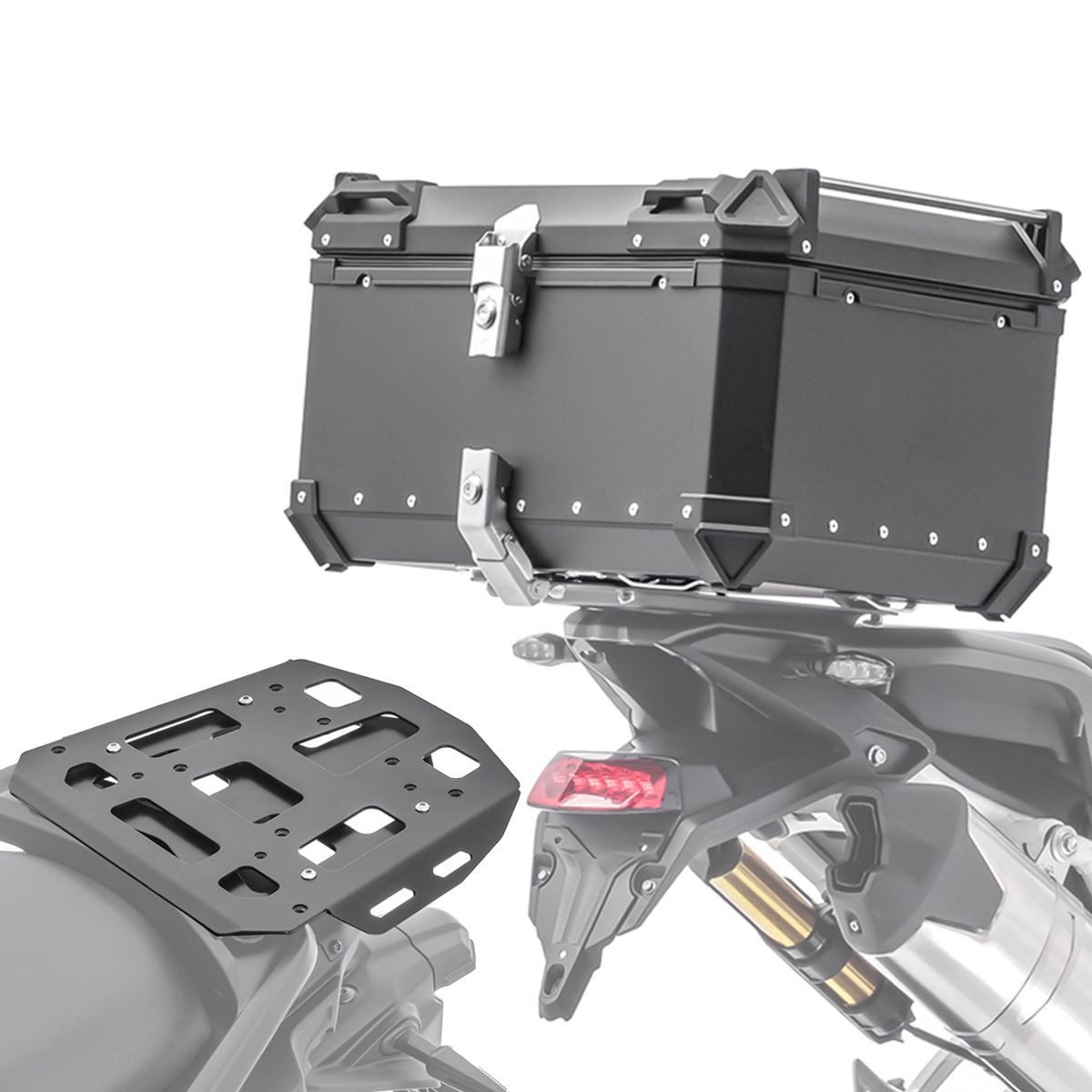 Bagtecs Reisetasche Alu Topcase XB65 + Gepäckbrücke passend für Yamaha Tracer 9 / GT 21-24