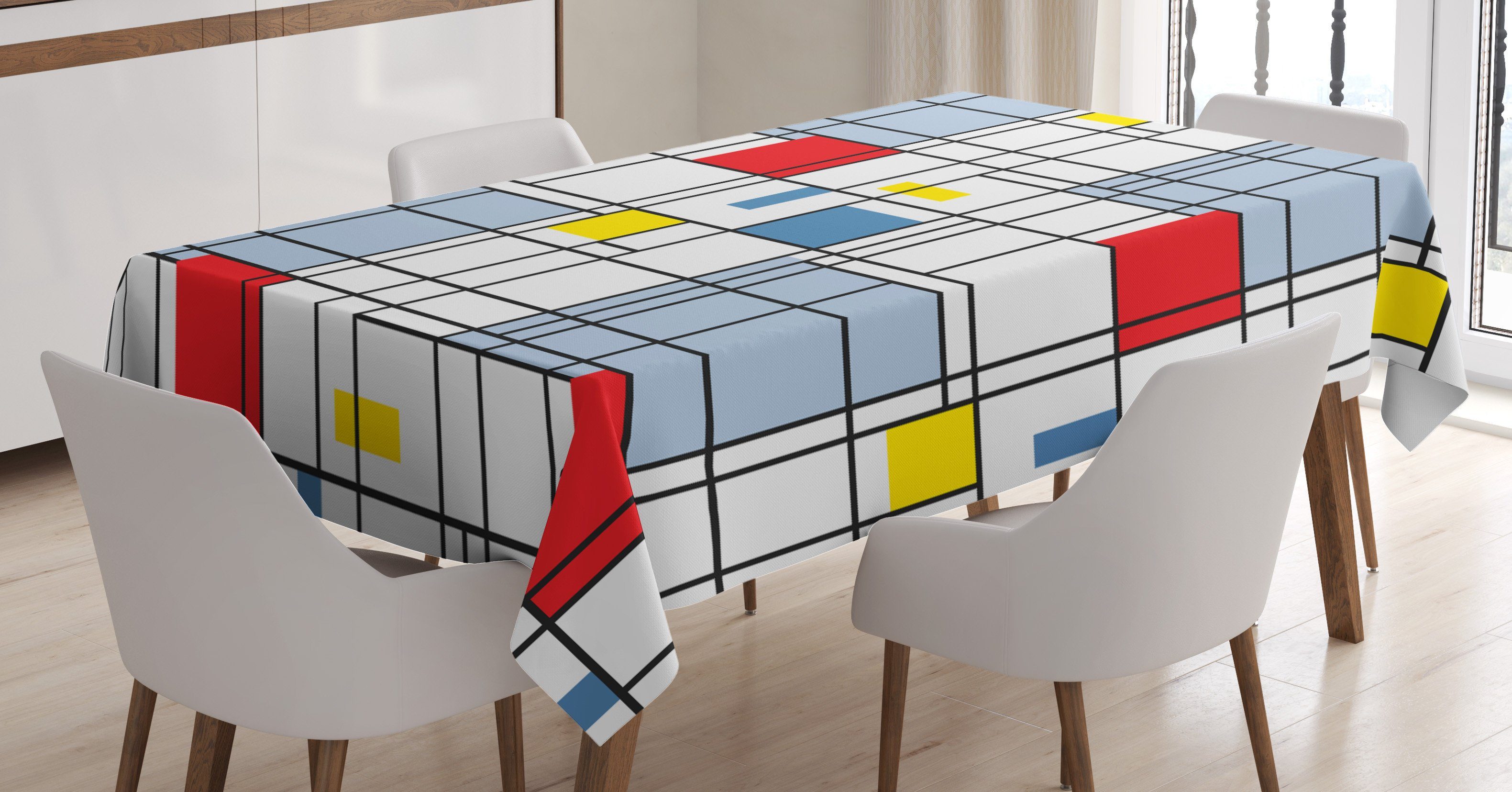 Klare Abakuhaus Quadratic Farbfest Außen Geometrisch Tischdecke Grid den Waschbar Striped Bereich geeignet Für Farben,