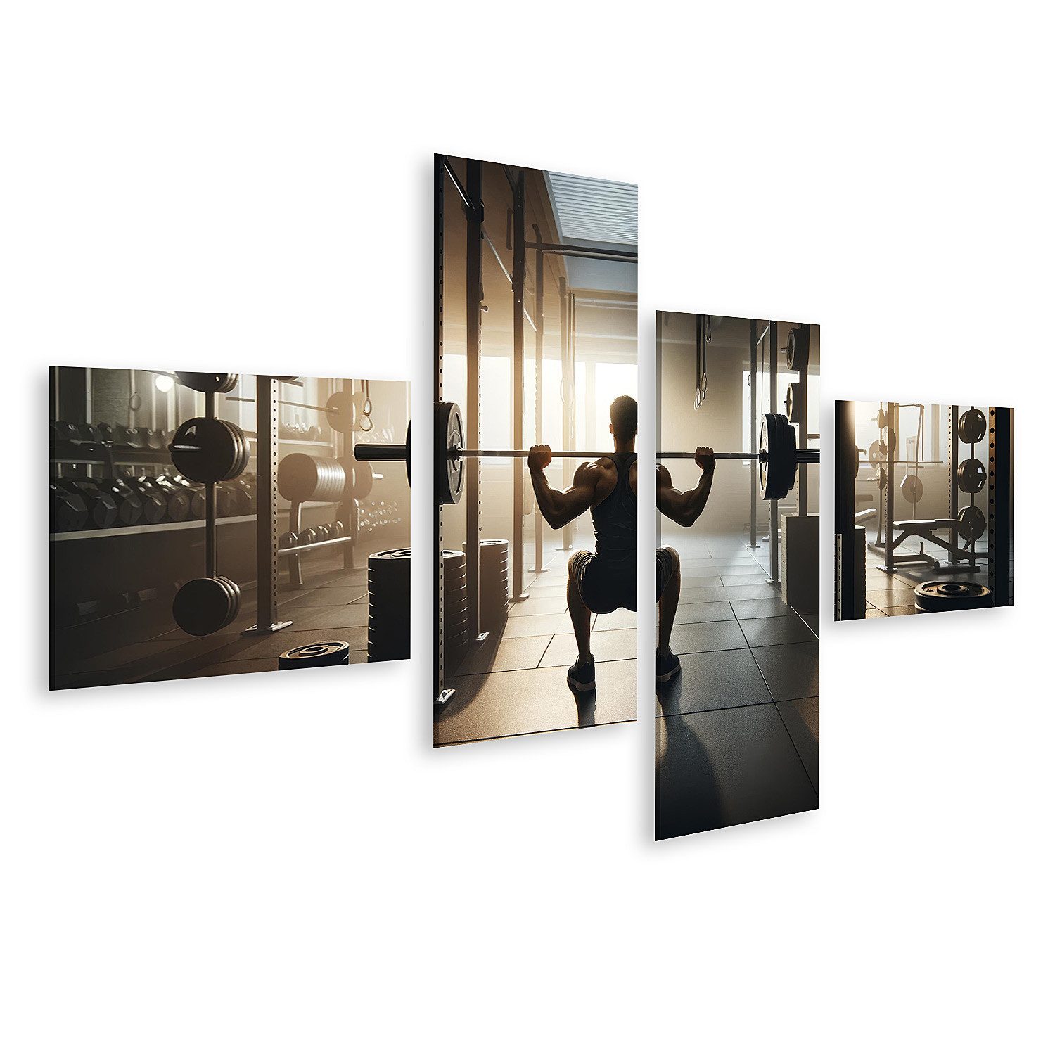 islandburner Leinwandbild Kraftvolles Training im modernen Fitnessstudio - Stärke und Entschloss